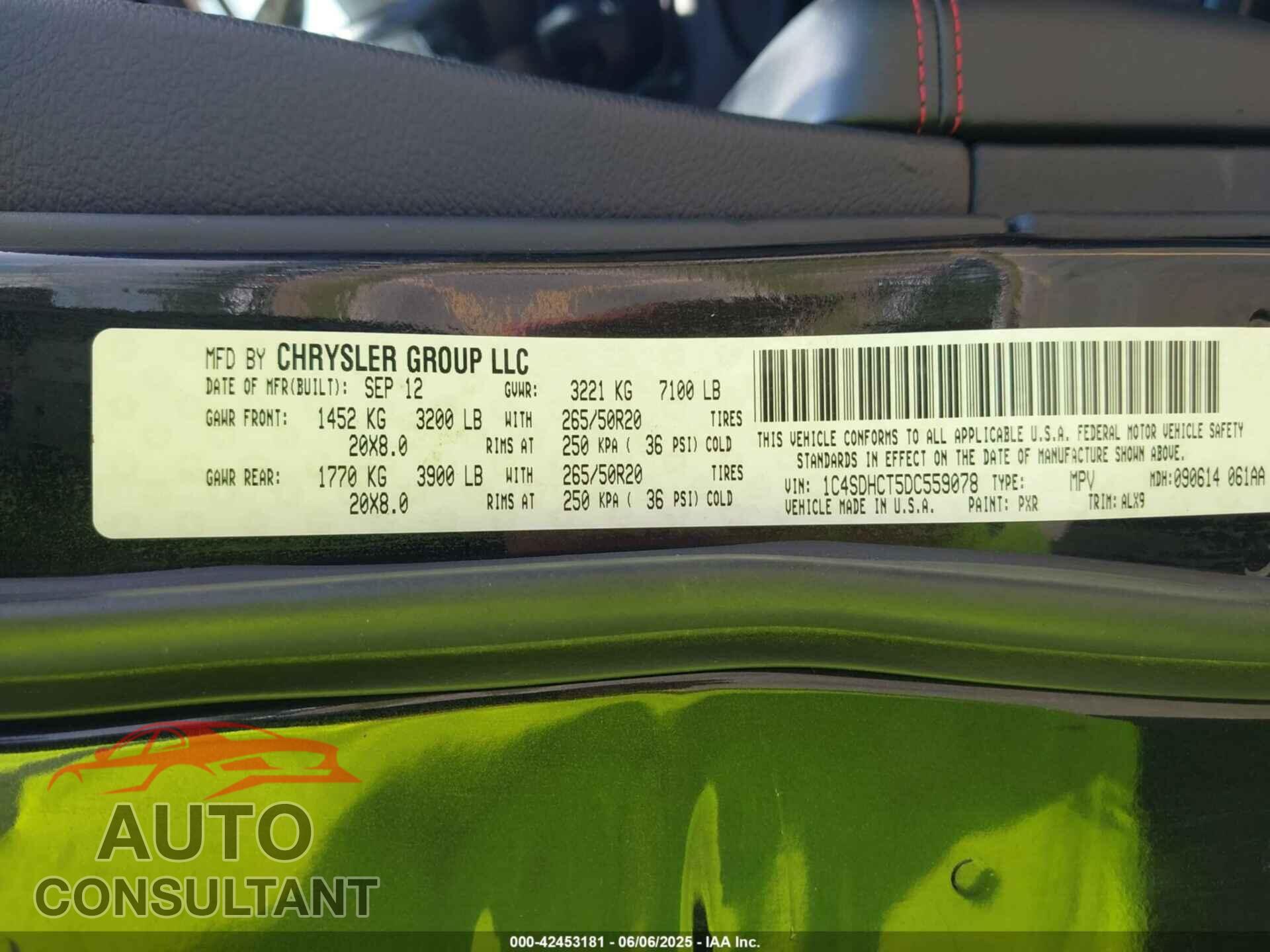 DODGE DURANGO 2013 - 1C4SDHCT5DC559078