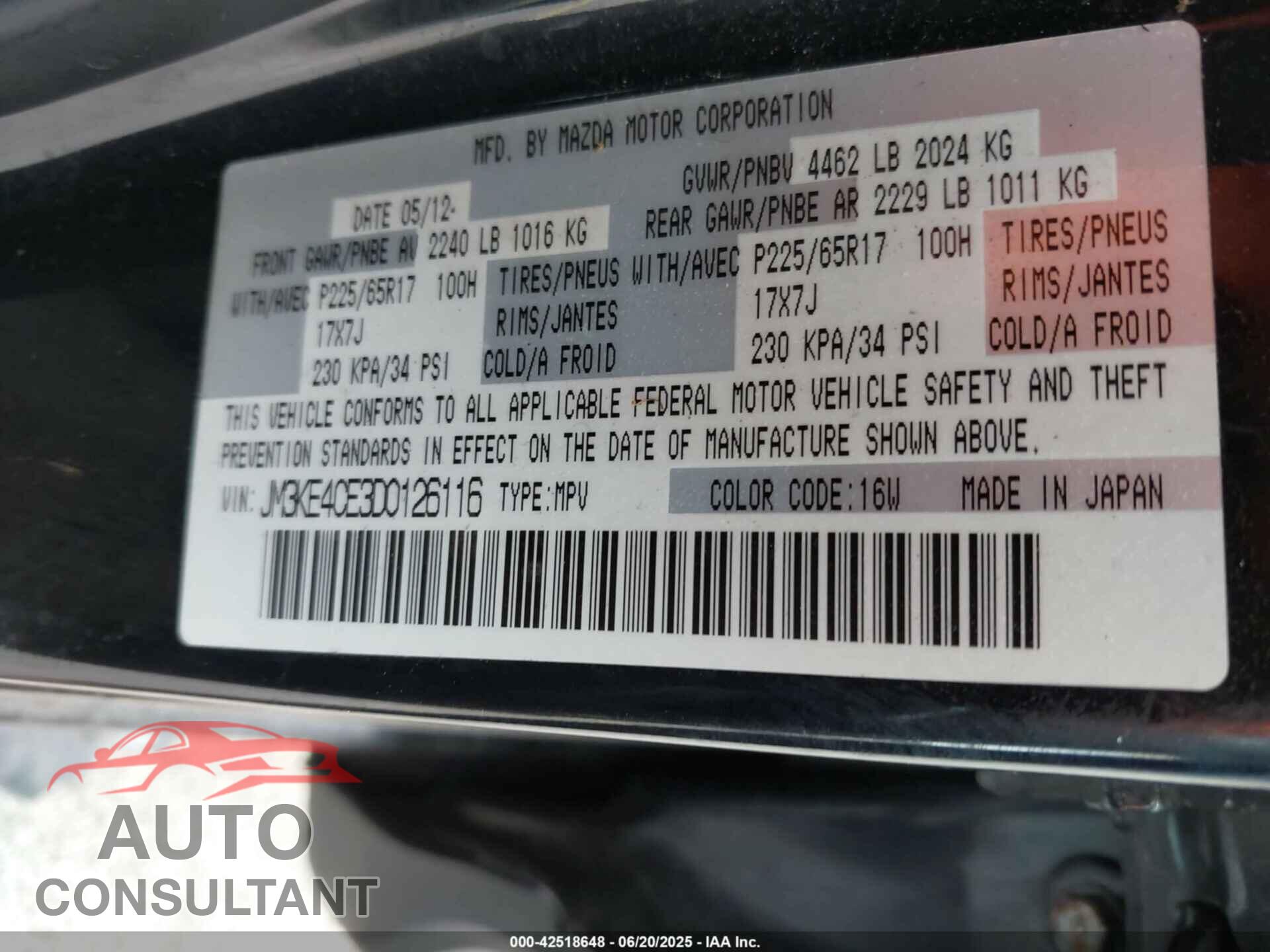 MAZDA CX-5 2013 - JM3KE4CE3D0126116