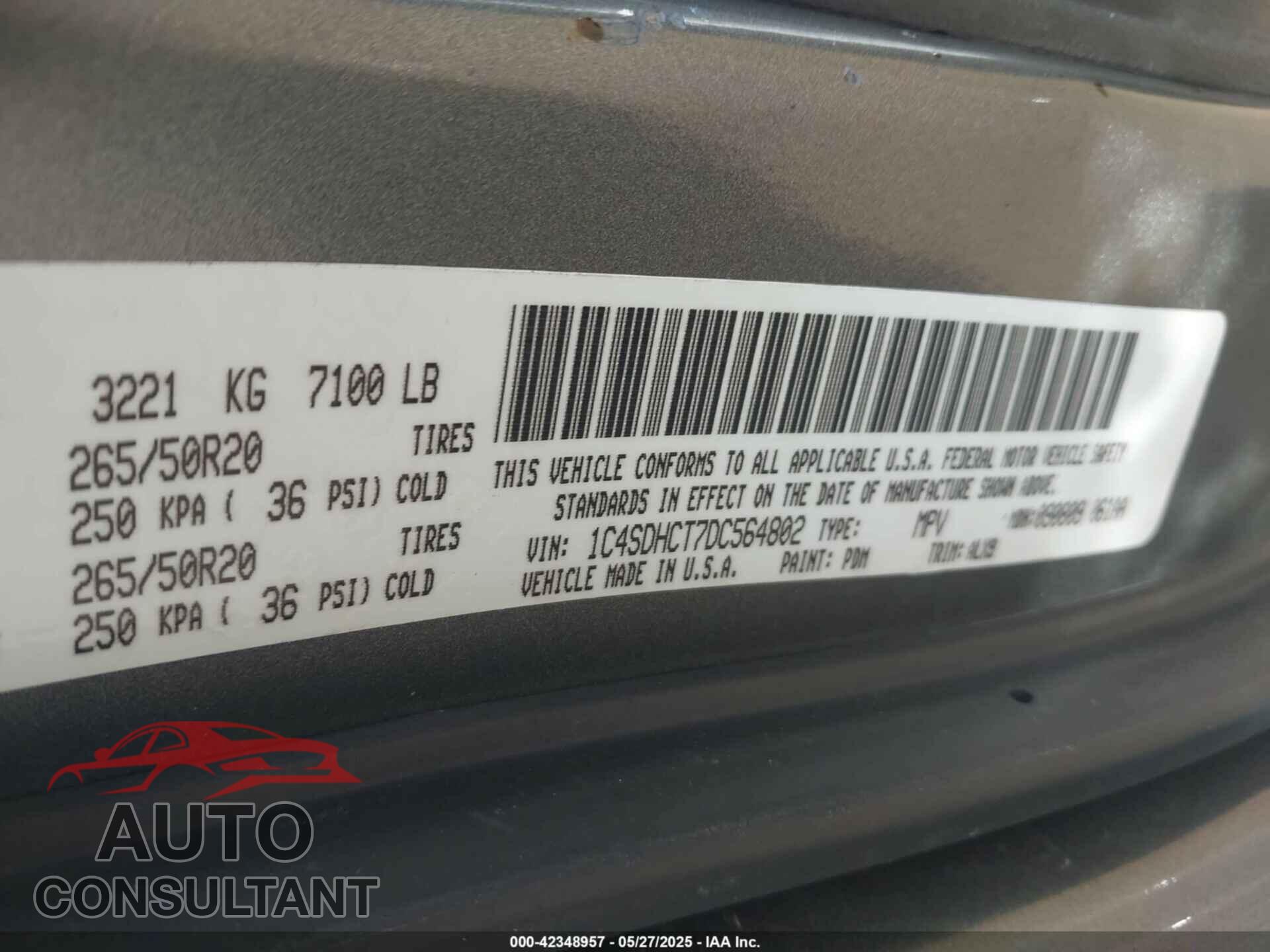 DODGE DURANGO 2013 - 1C4SDHCT7DC564802