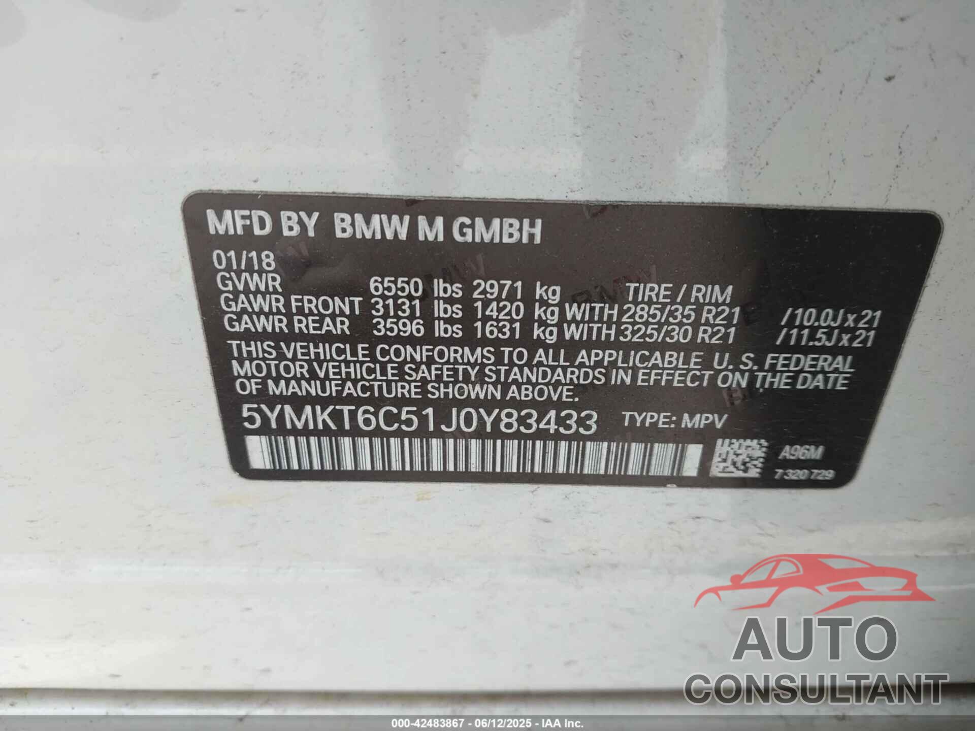 BMW X5 M 2018 - 5YMKT6C51J0Y83433