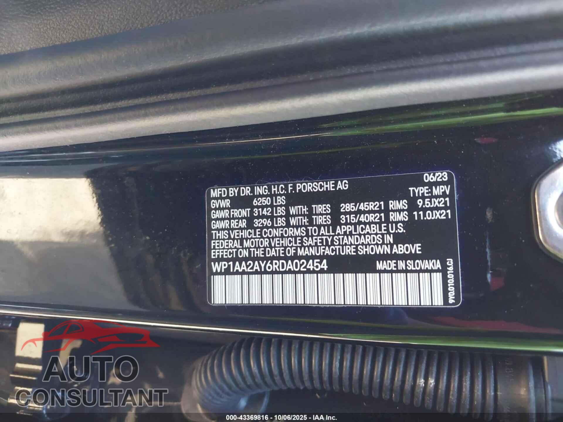 PORSCHE CAYENNE 2024 - WP1AA2AY6RDA02454