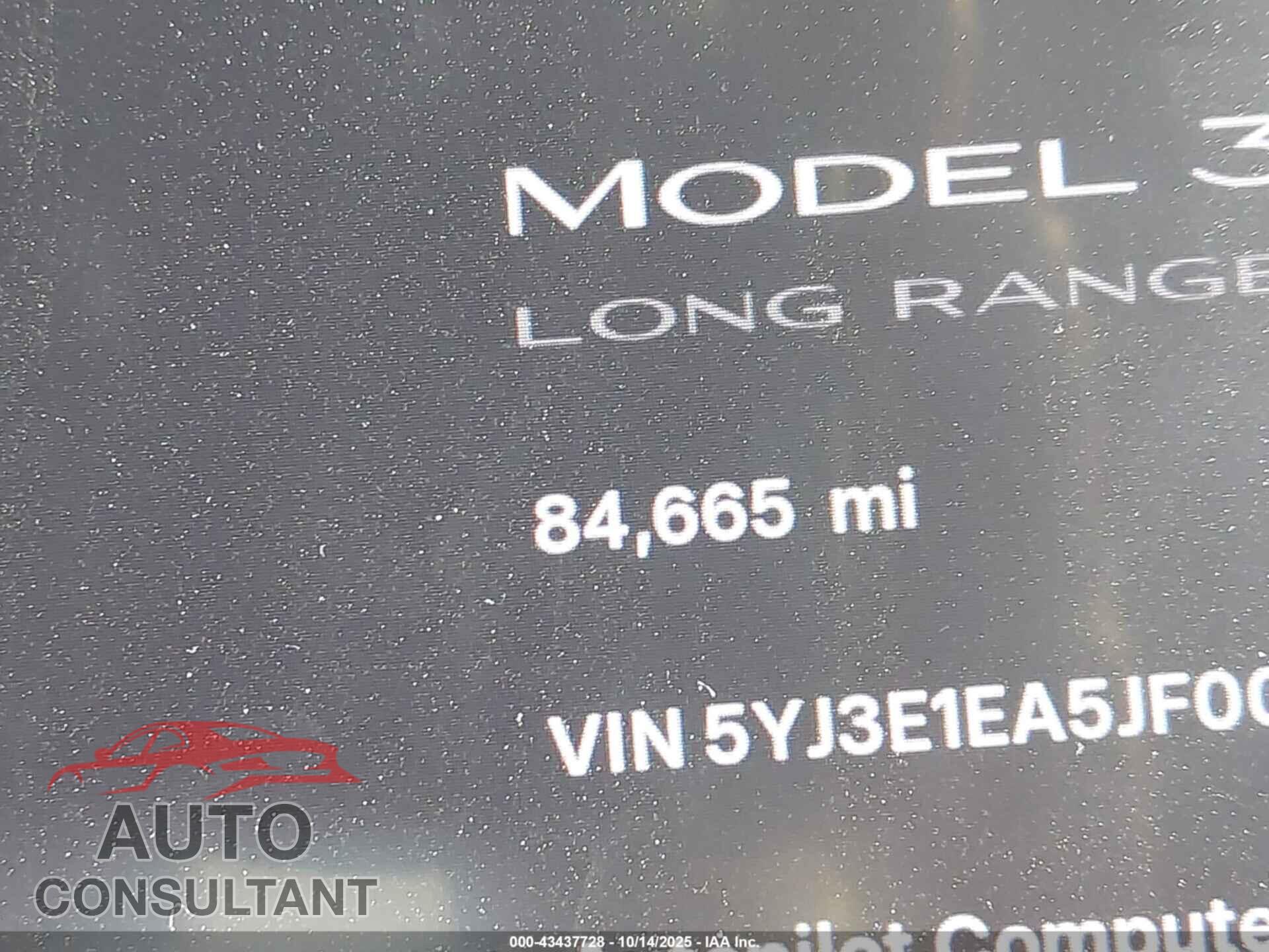 TESLA MODEL 3 2018 - 5YJ3E1EA5JF006983