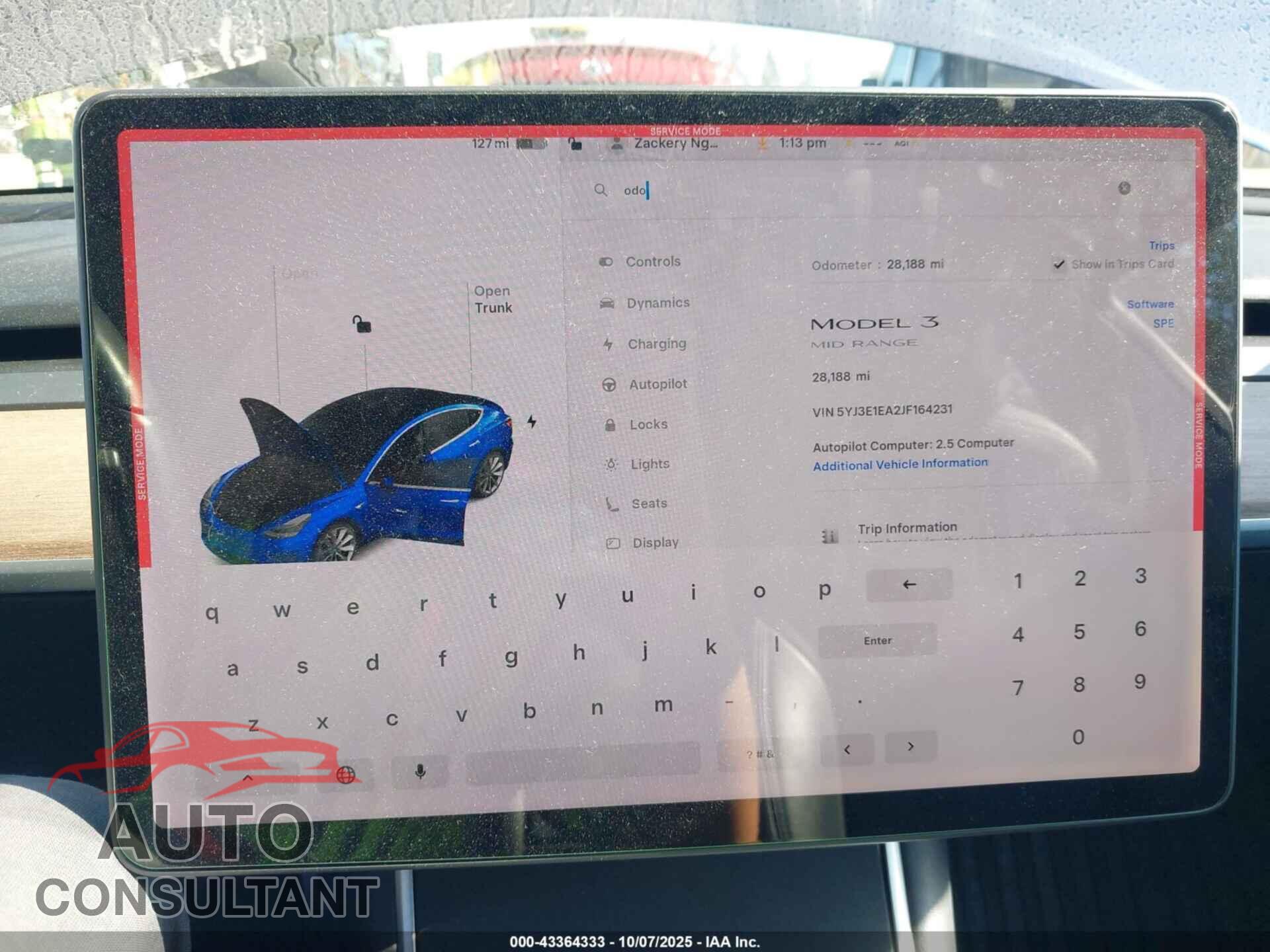 TESLA MODEL 3 2018 - 5YJ3E1EA2JF164231
