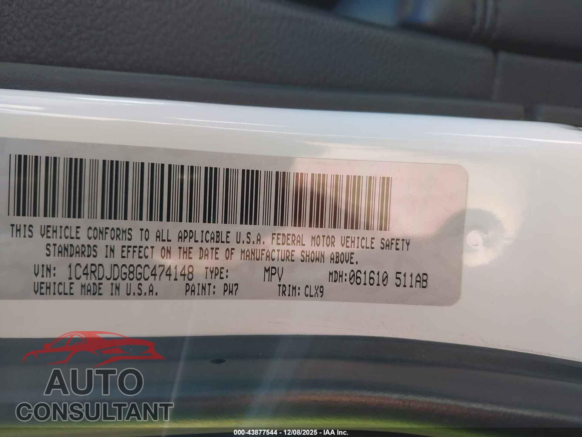 DODGE DURANGO 2016 - 1C4RDJDG8GC474148
