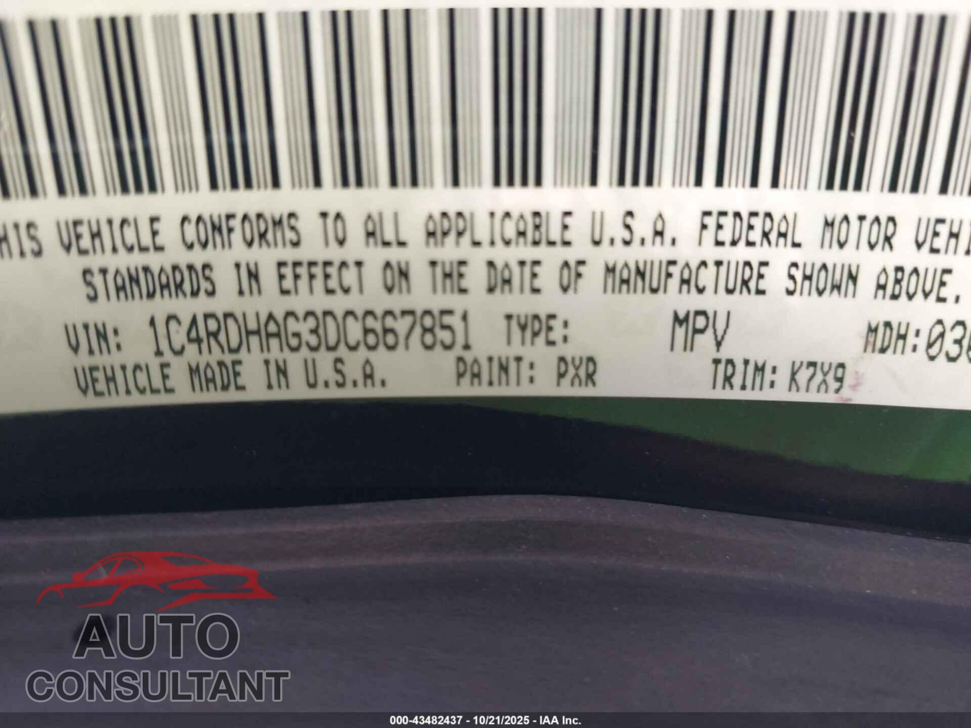 DODGE DURANGO 2013 - 1C4RDHAG3DC667851