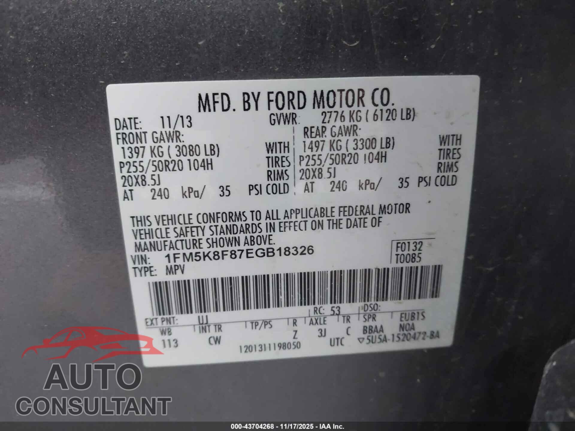 FORD EXPLORER 2014 - 1FM5K8F87EGB18326