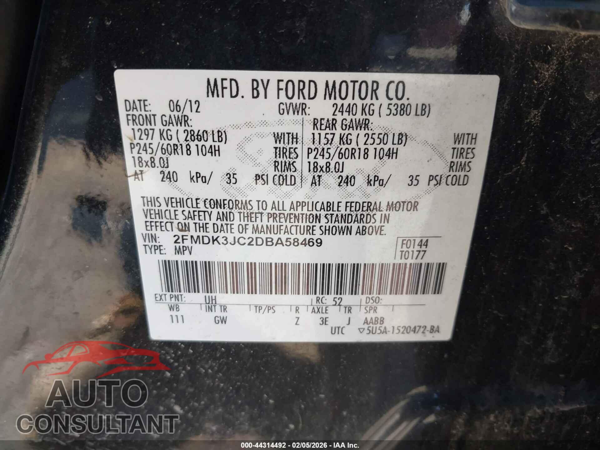 FORD EDGE 2013 - 2FMDK3JC2DBA58469