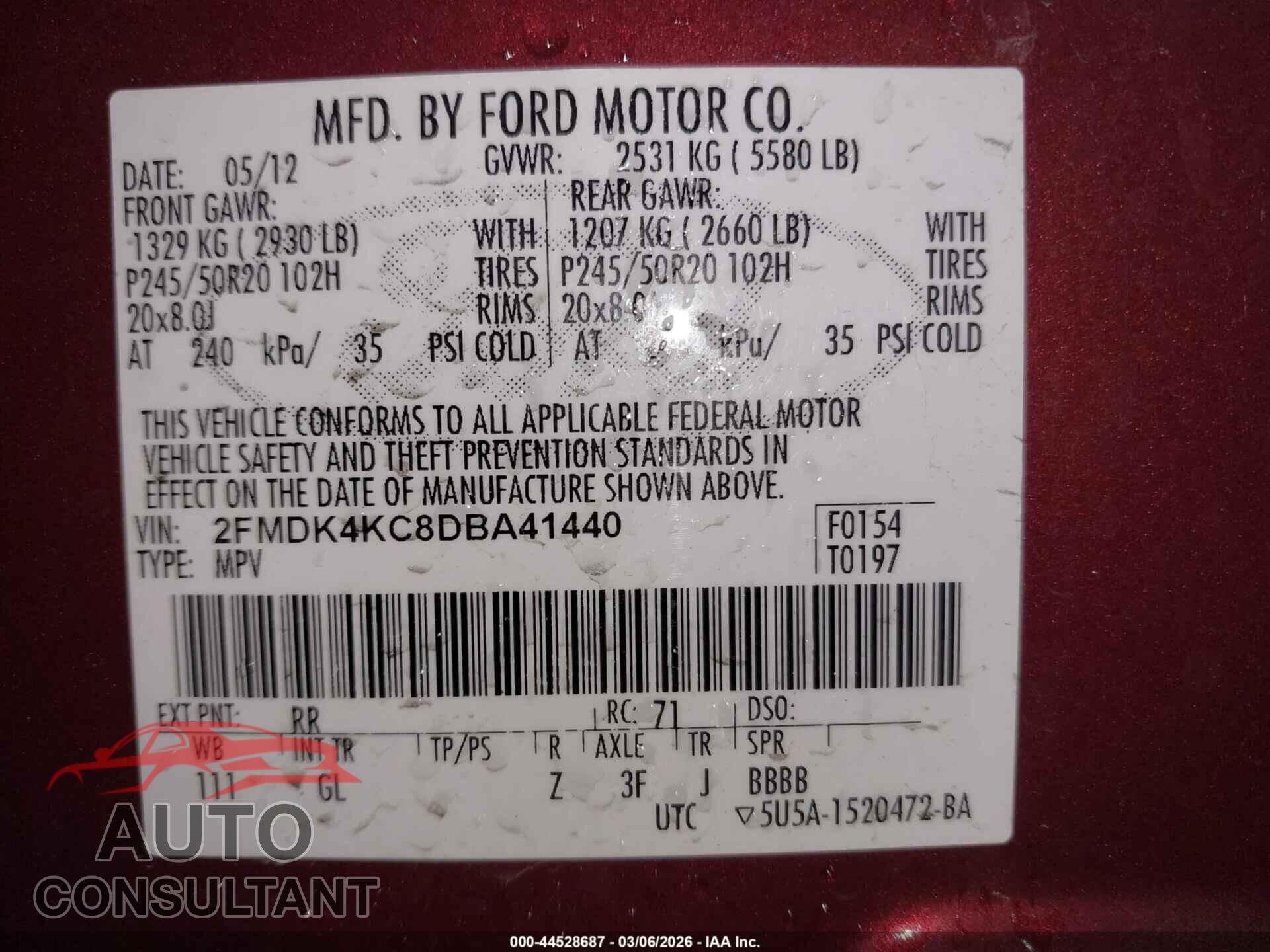 FORD EDGE 2013 - 2FMDK4KC8DBA41440