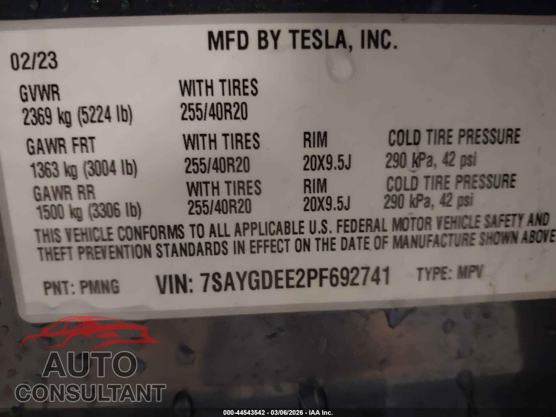 TESLA MODEL Y 2023 - 7SAYGDEE2PF692741
