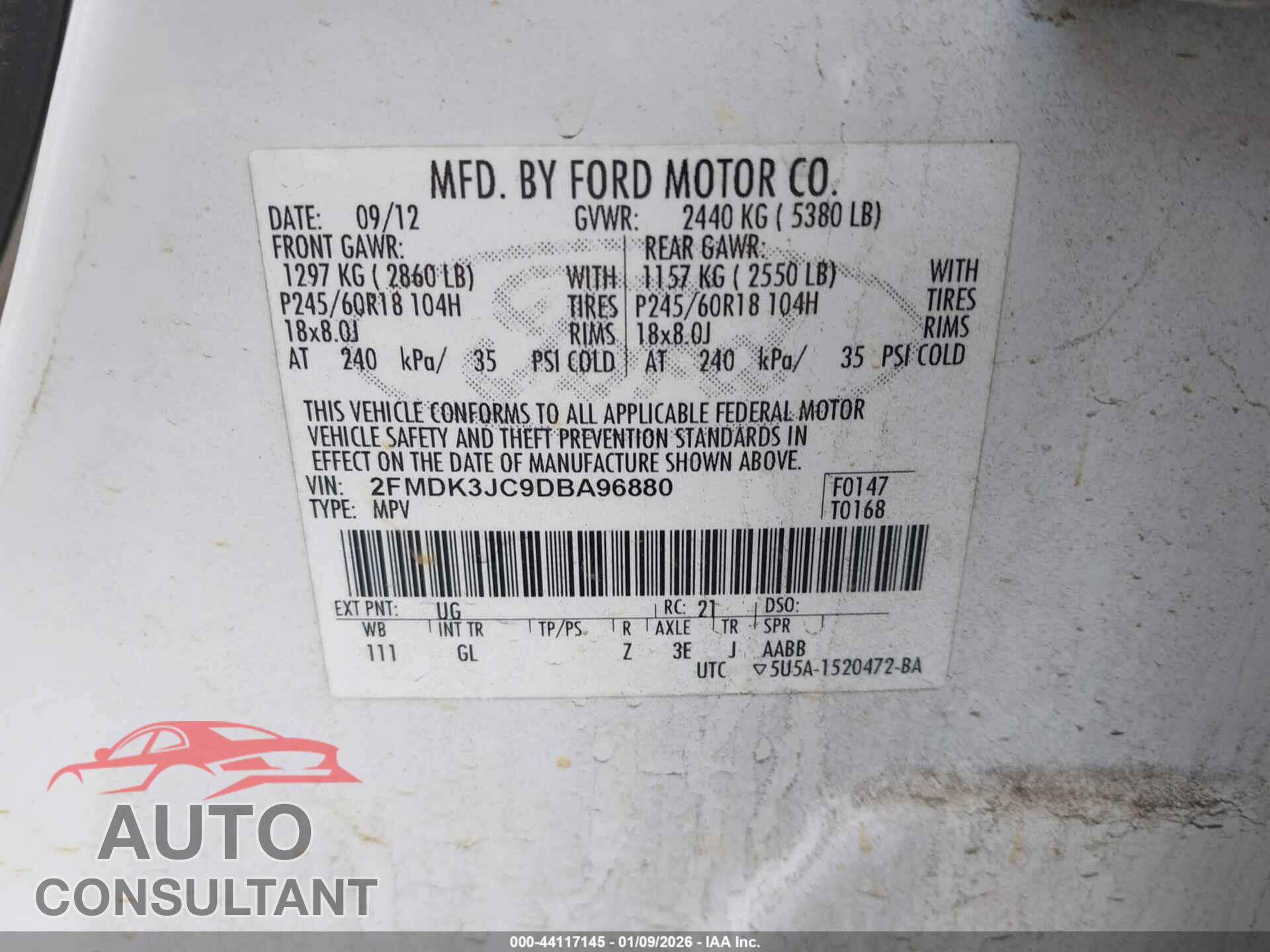 FORD EDGE 2013 - 2FMDK3JC9DBA96880