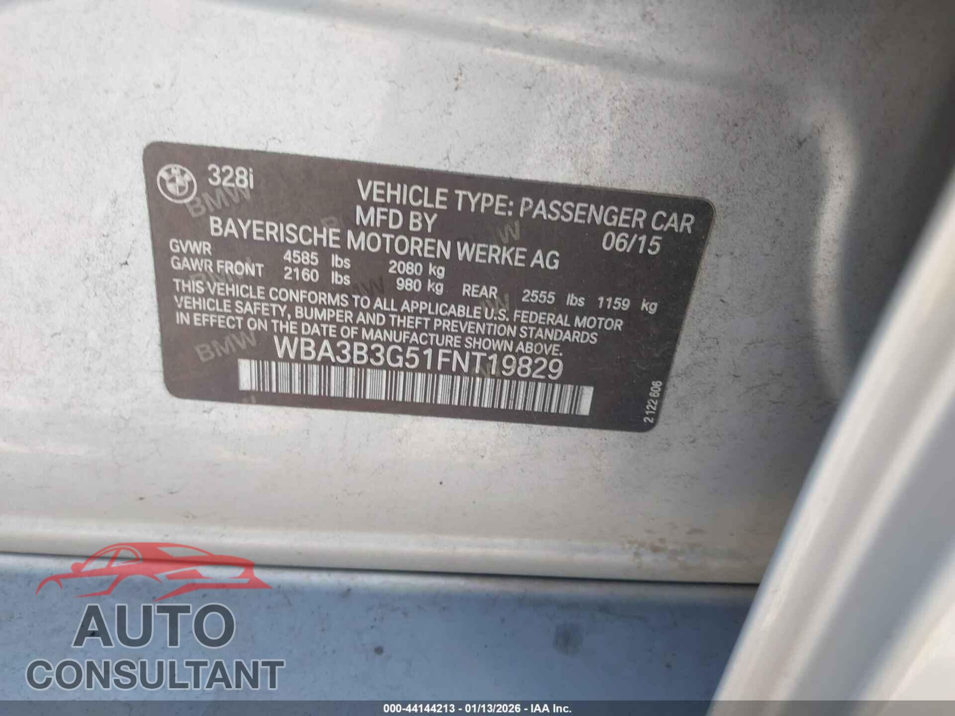 BMW 328I 2015 - WBA3B3G51FNT19829