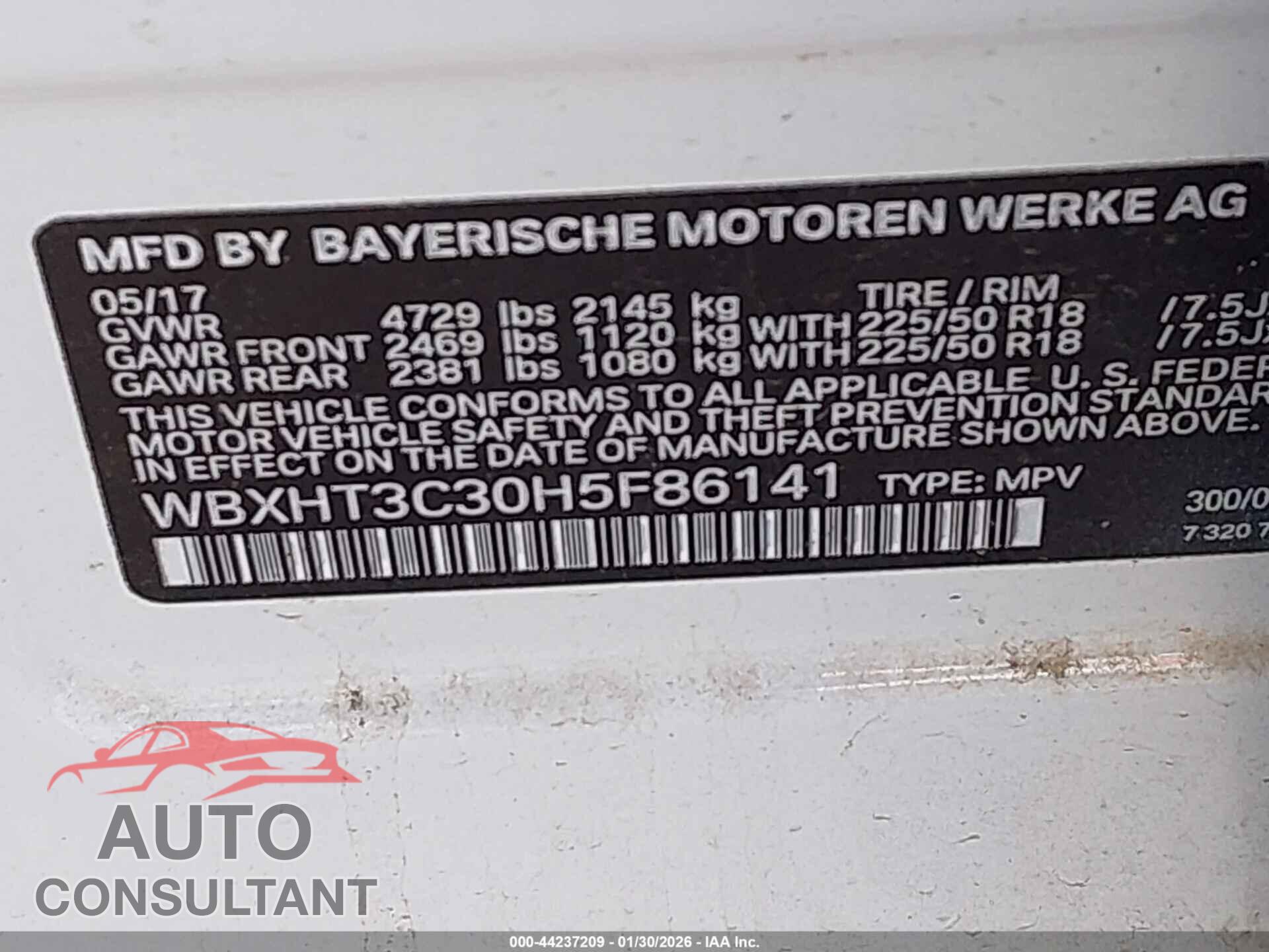 BMW X1 2017 - WBXHT3C30H5F86141