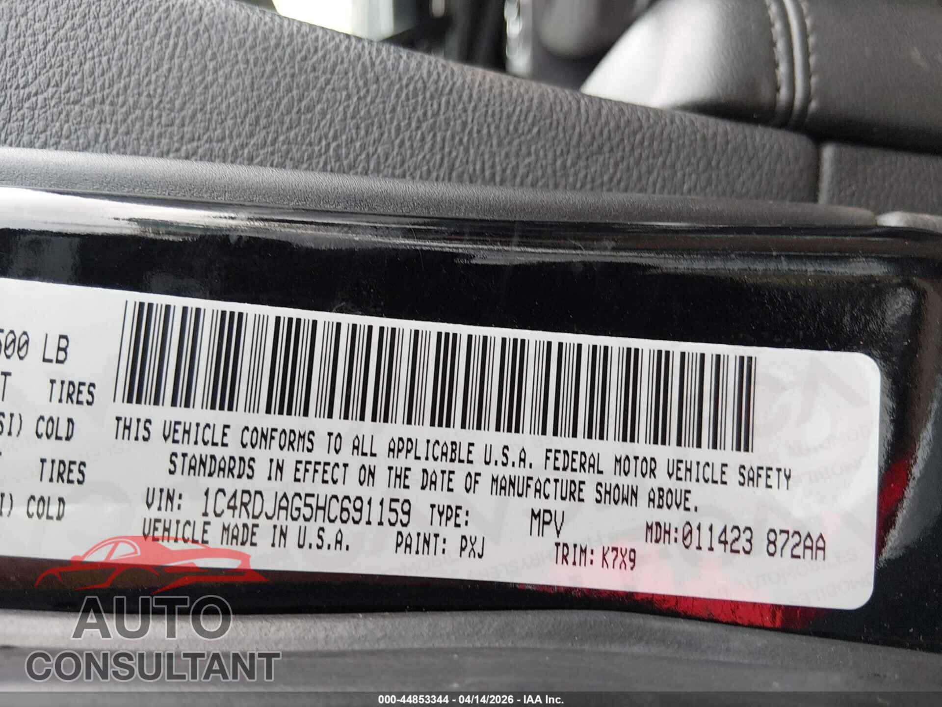 DODGE DURANGO 2017 - 1C4RDJAG5HC691159
