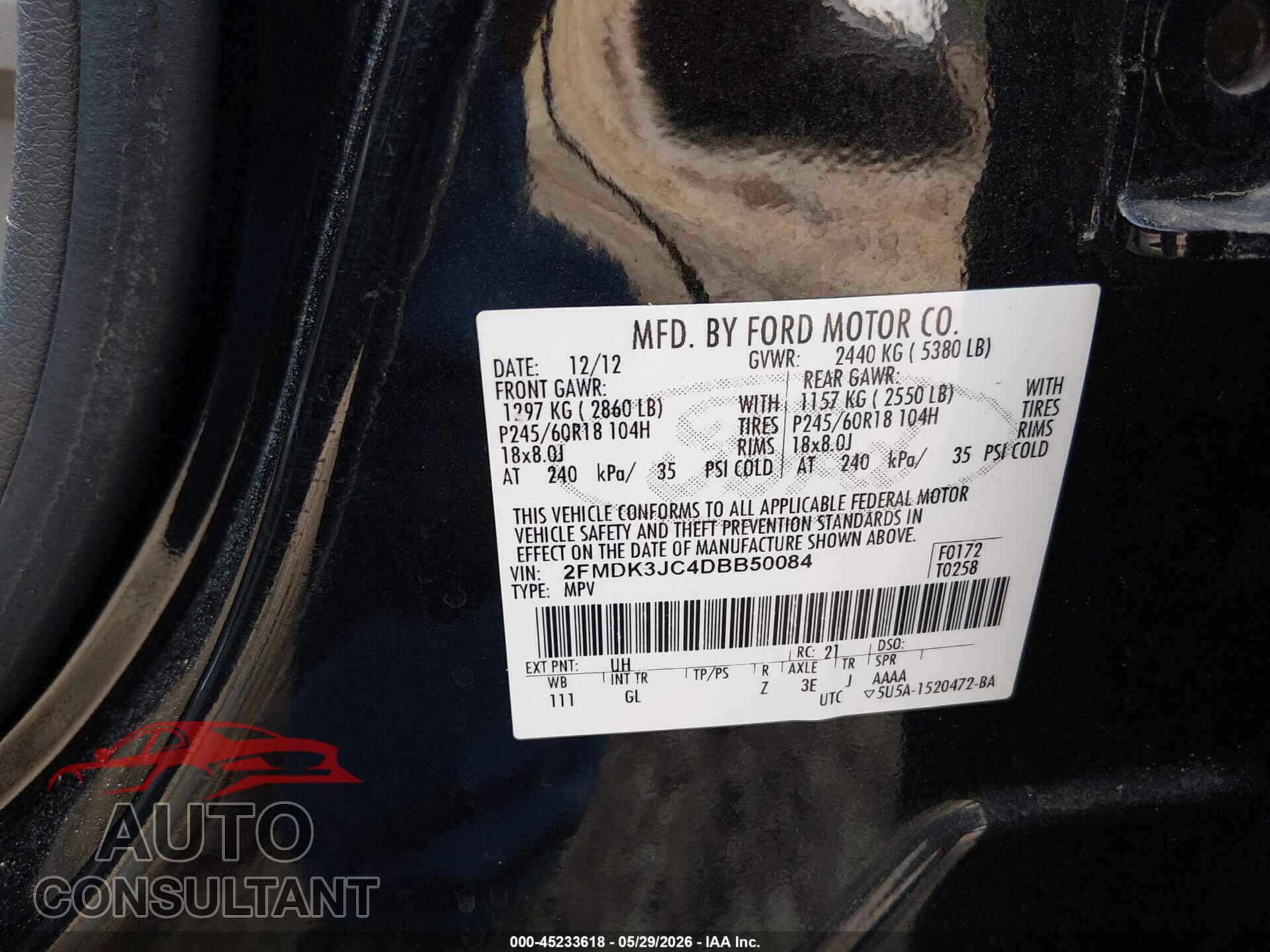 FORD EDGE 2013 - 2FMDK3JC4DBB50084