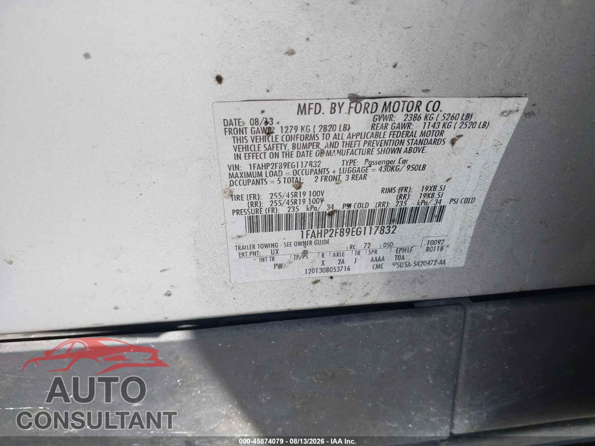 FORD TAURUS 2014 - 1FAHP2F89EG117832