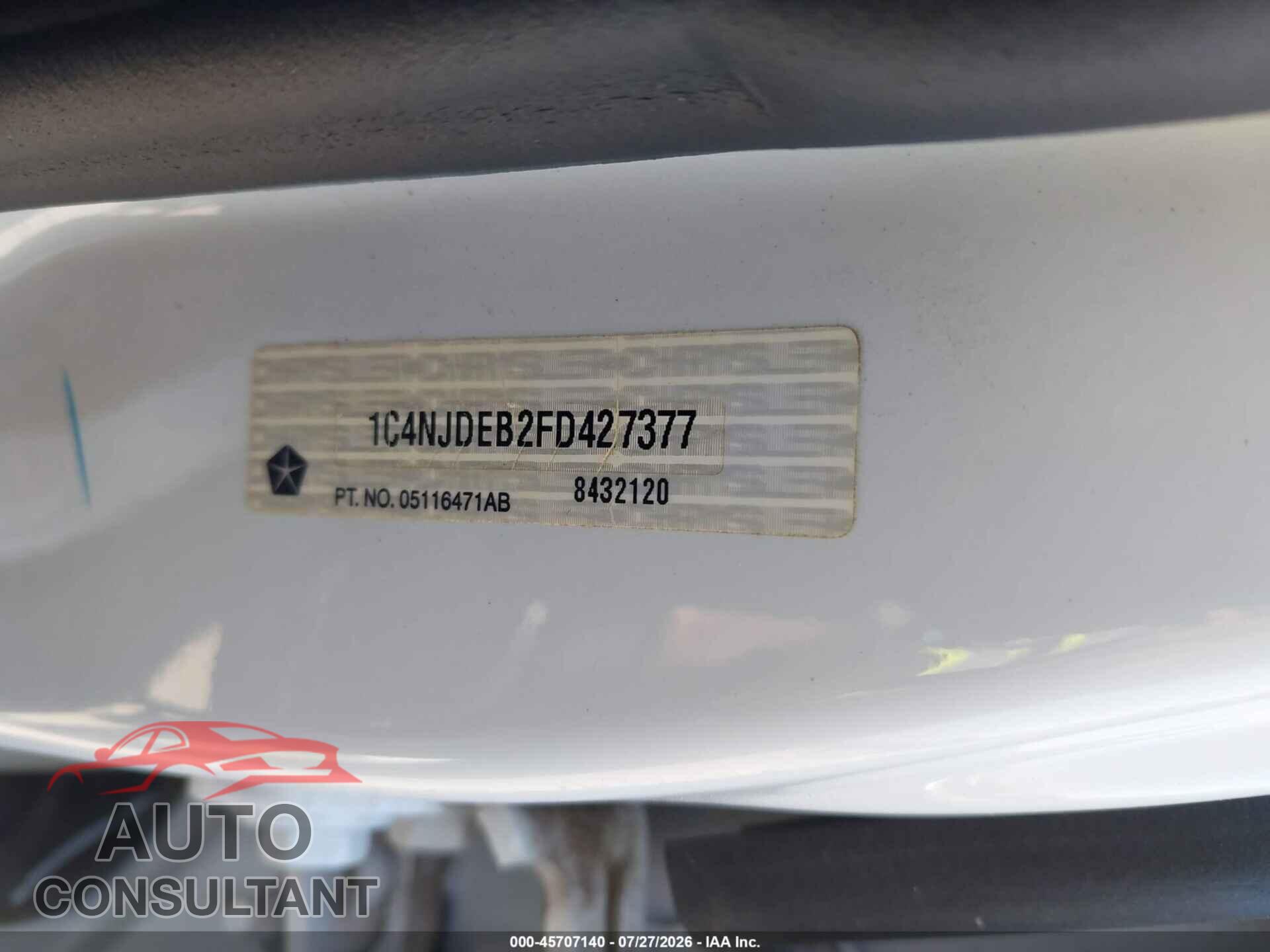 JEEP COMPASS 2015 - 1C4NJDEB2FD427377