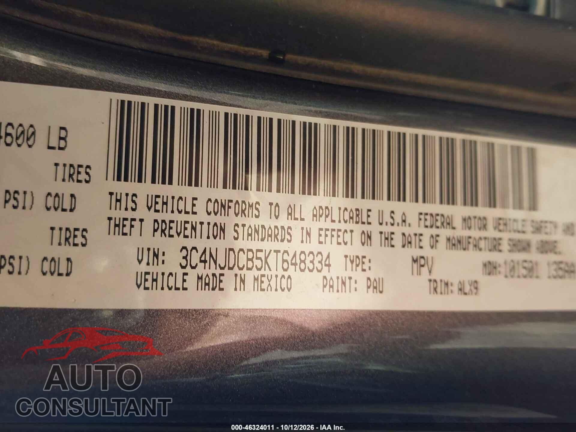 JEEP COMPASS 2019 - 3C4NJDCB5KT648334
