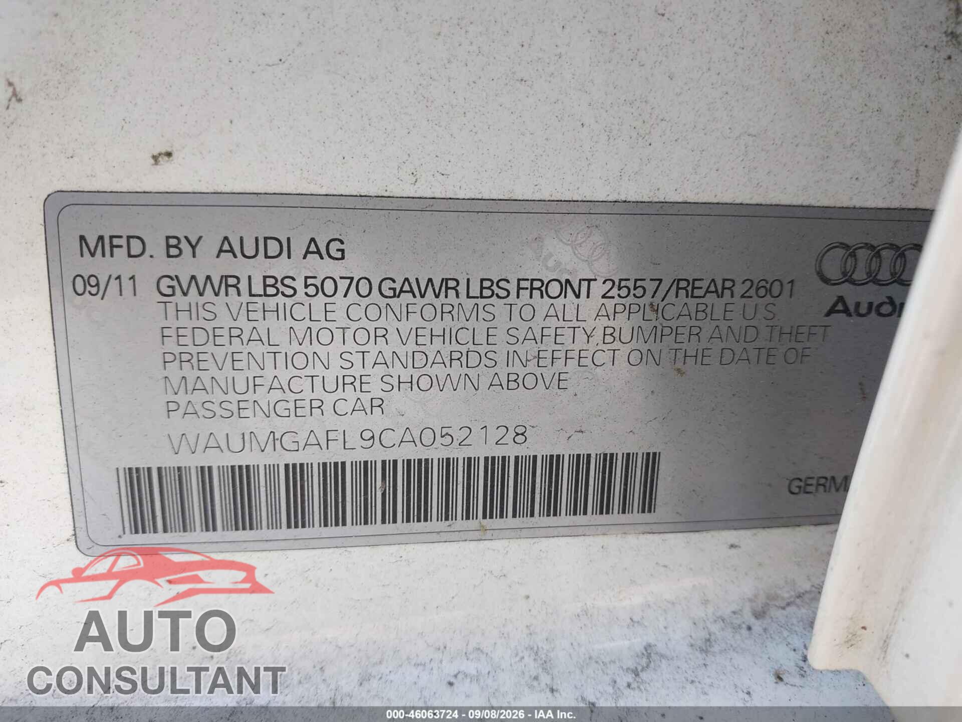 AUDI S4 2012 - WAUMGAFL9CA052128