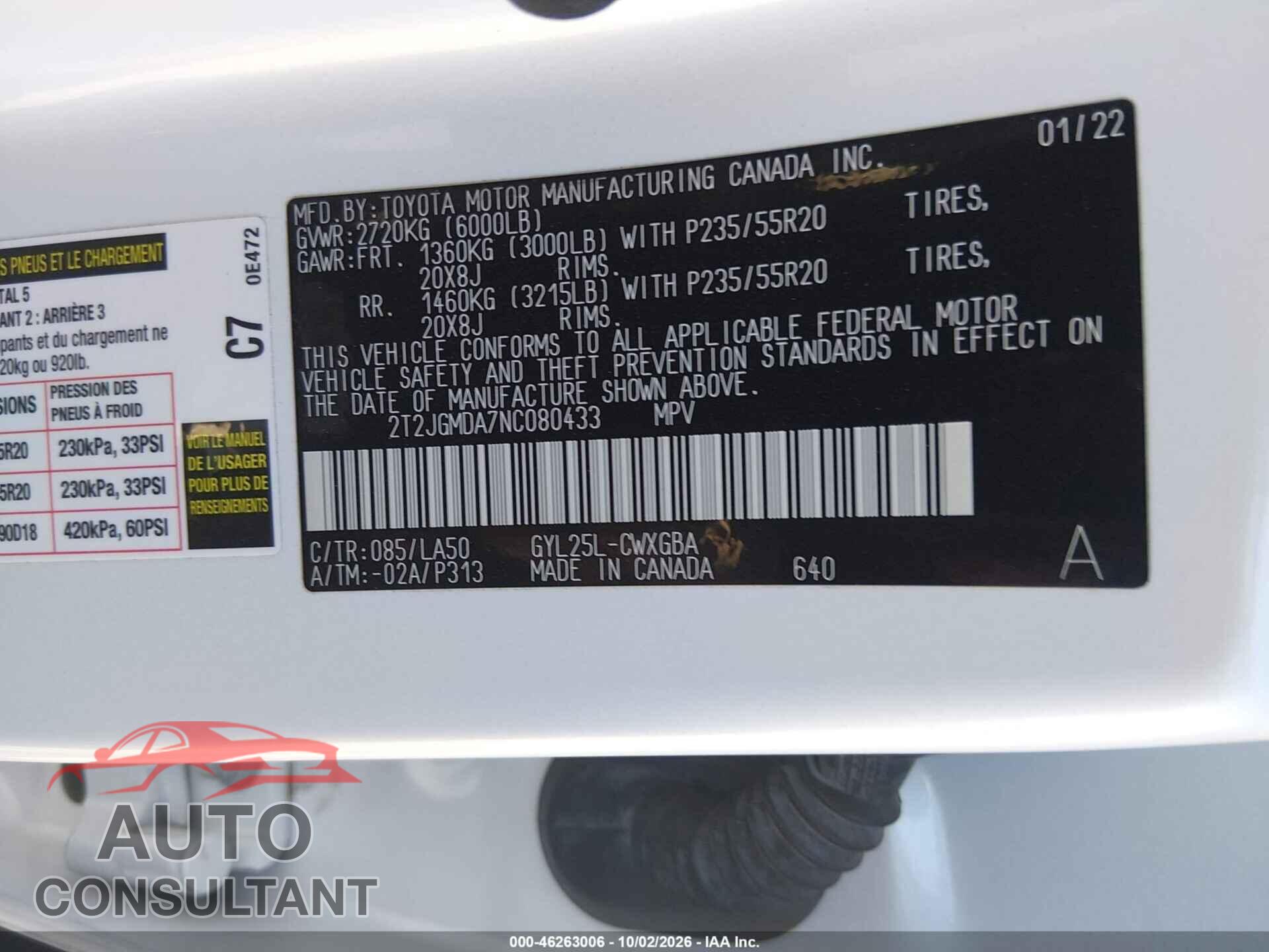 LEXUS RX 450H 2022 - 2T2JGMDA7NC080433
