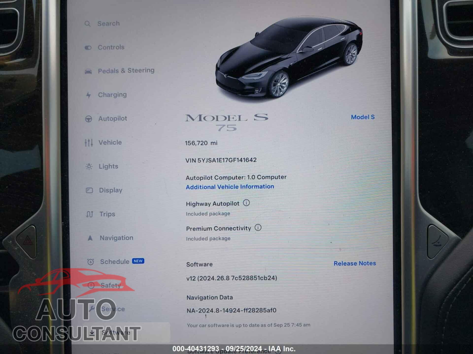 TESLA MODEL S 2016 - 5YJSA1E17GF141642