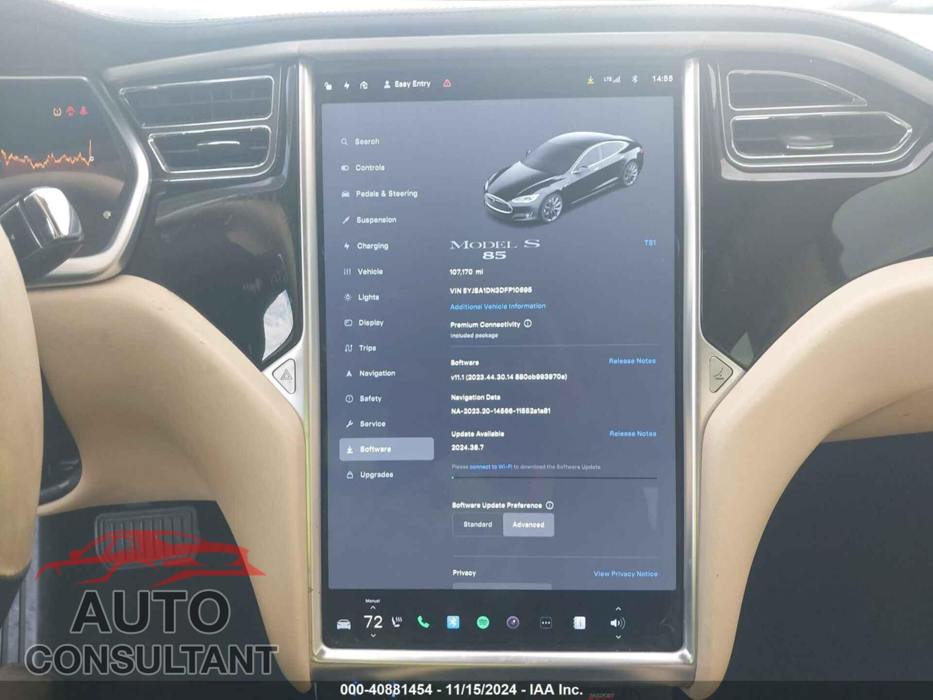 TESLA MODEL S 2013 - 5YJSA1DN3DFP10695