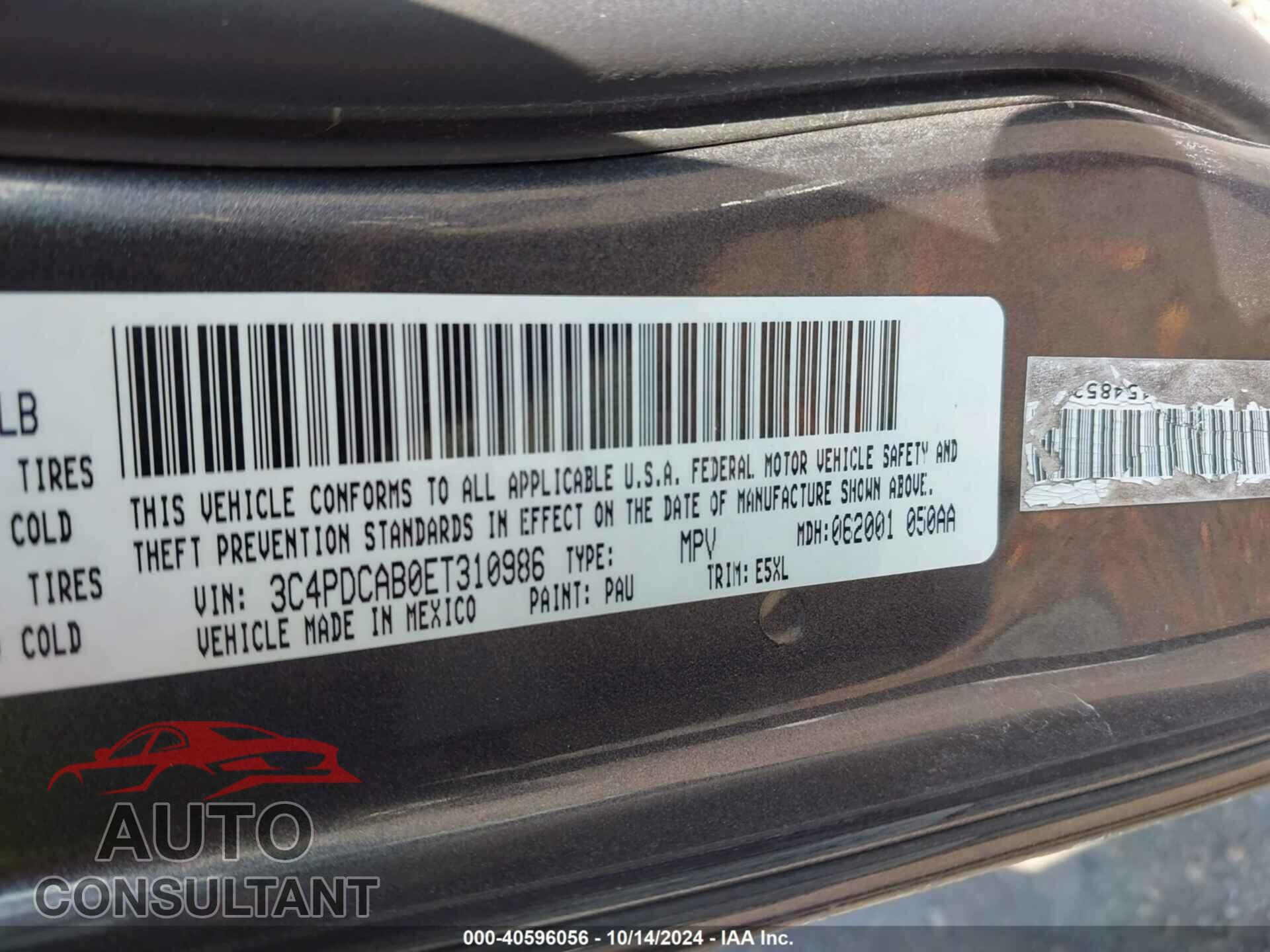 DODGE JOURNEY 2014 - 3C4PDCAB0ET310986