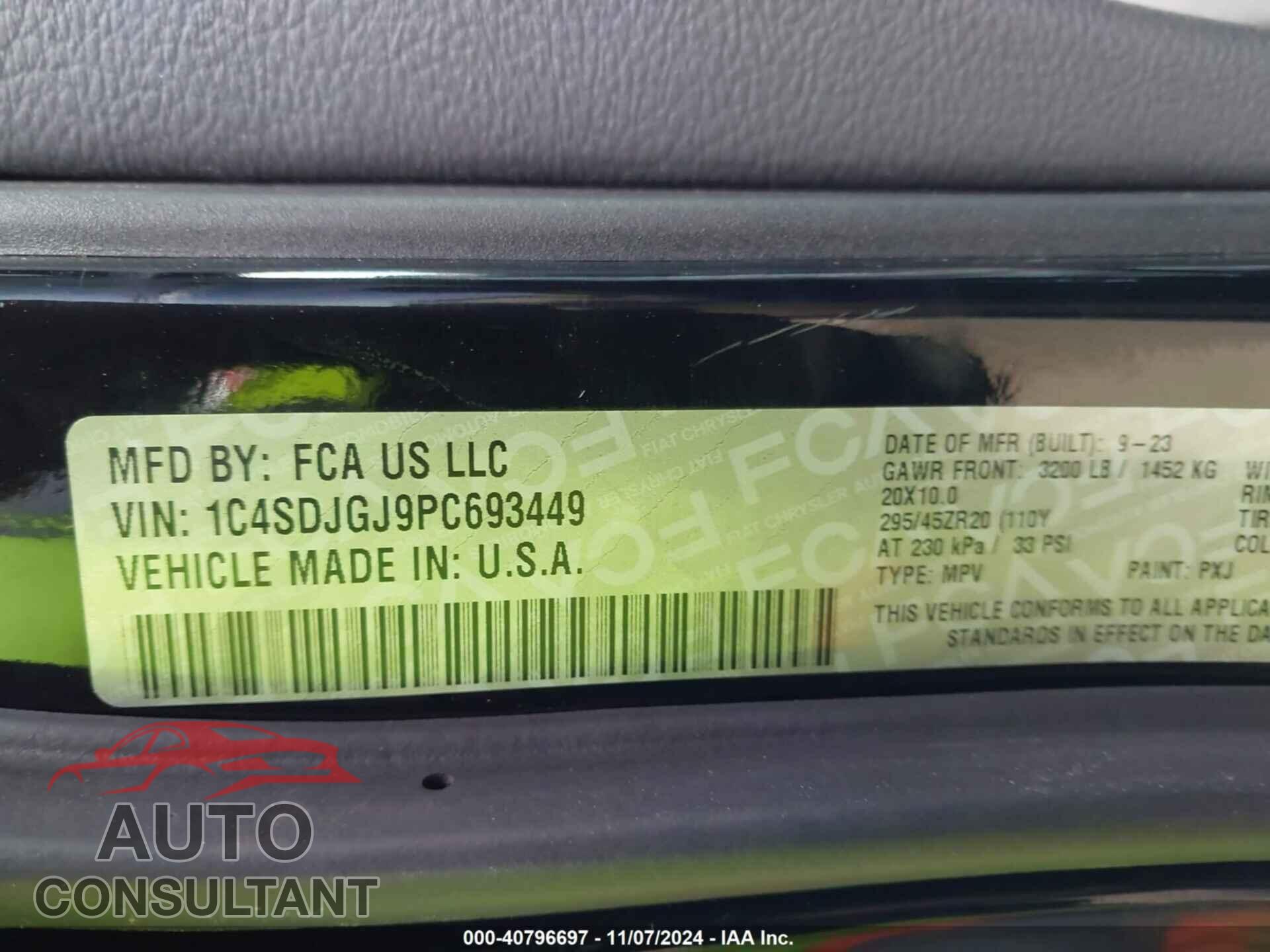 DODGE DURANGO 2023 - 1C4SDJGJ9PC693449
