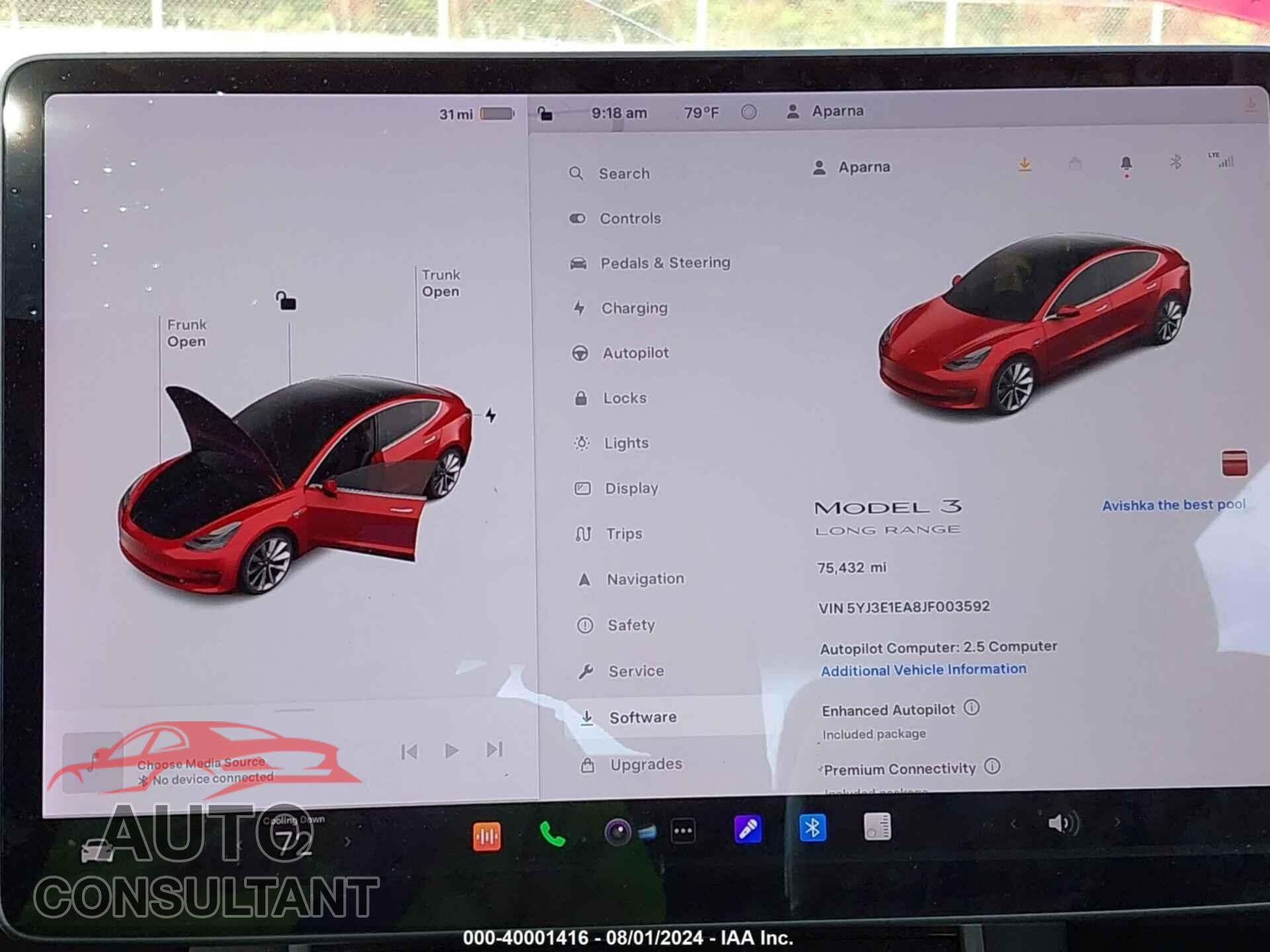 TESLA MODEL 3 2018 - 5YJ3E1EA8JF003592