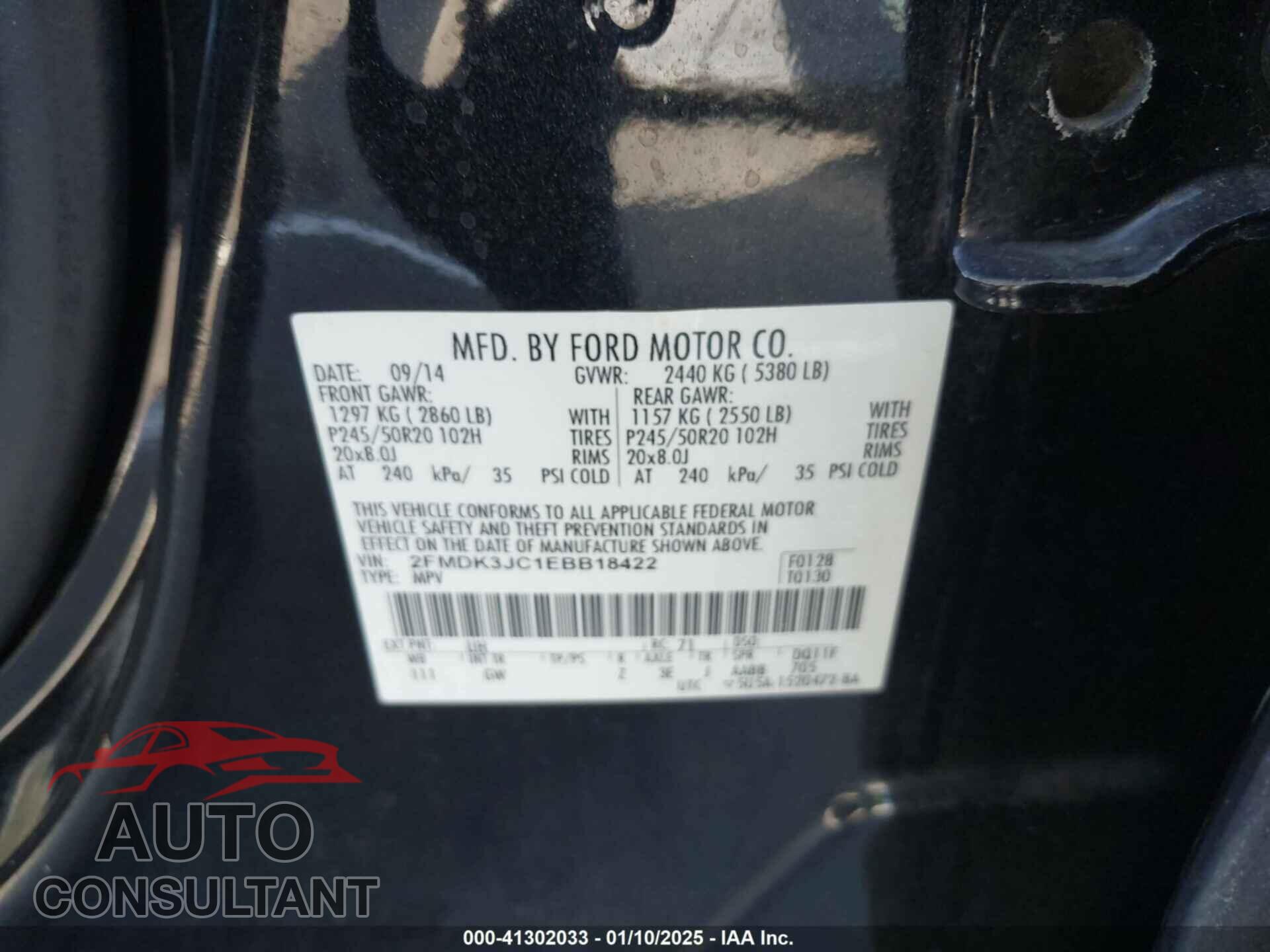 FORD EDGE 2014 - 2FMDK3JC1EBB18422