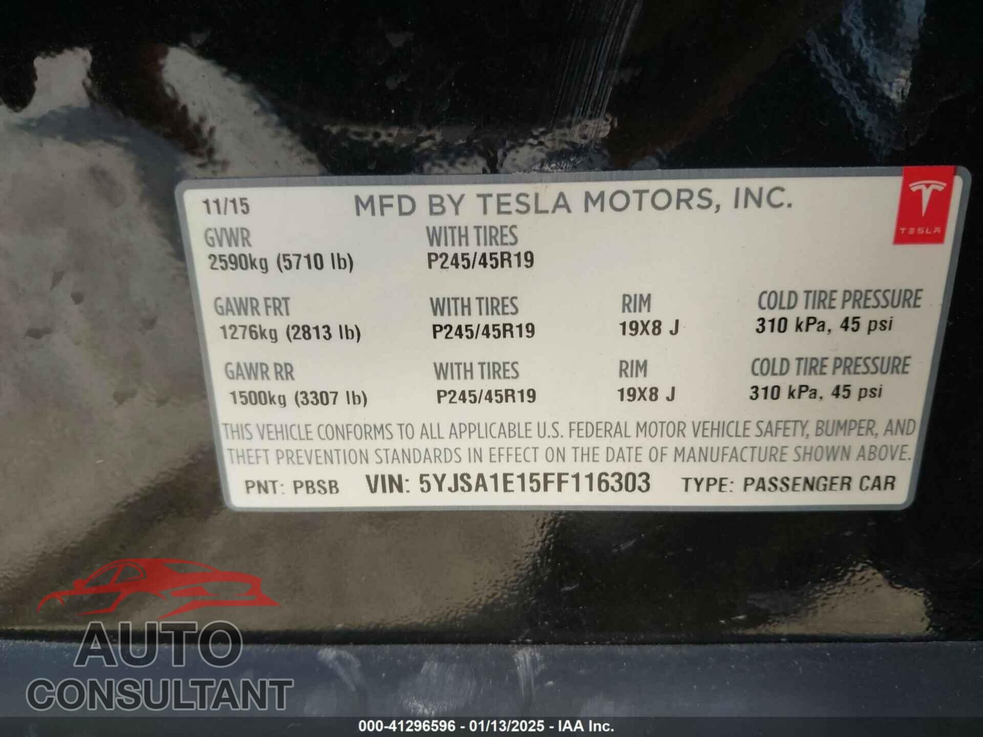 TESLA MODEL S 2015 - 5YJSA1E15FF116303