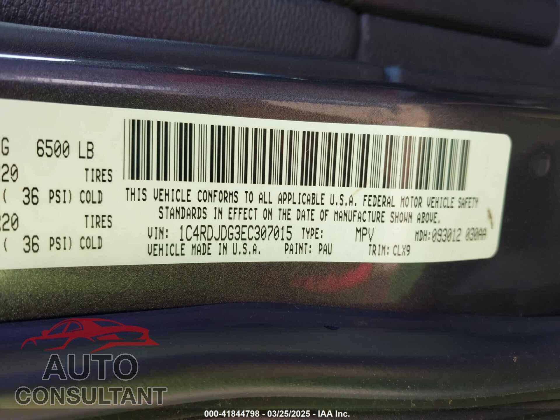 DODGE DURANGO 2014 - 1C4RDJDG3EC307015