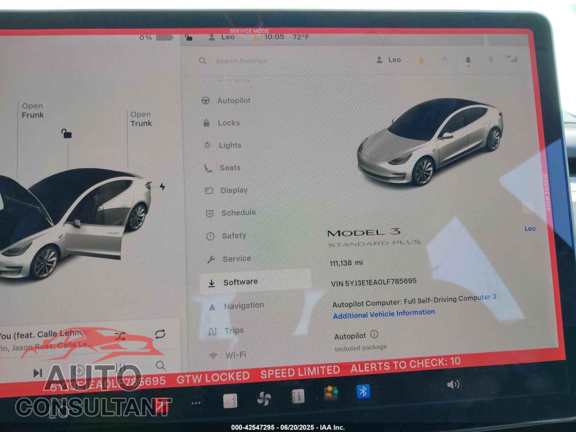 TESLA MODEL 3 2020 - 5YJ3E1EA0LF785695