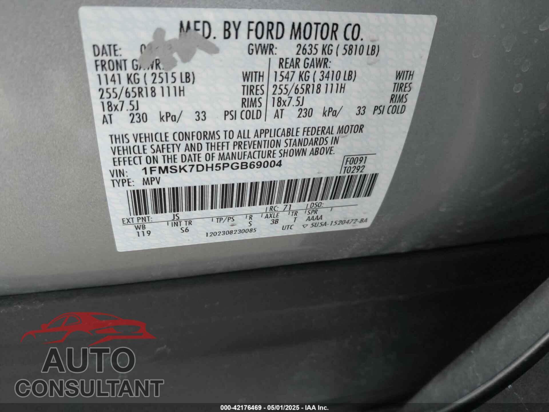 FORD EXPLORER 2023 - 1FMSK7DH5PGB69004