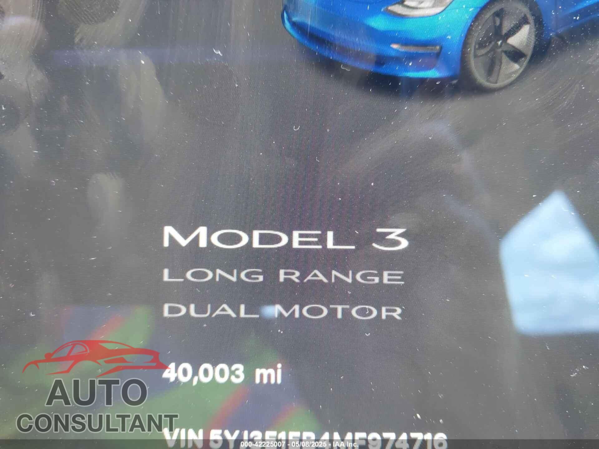 TESLA MODEL 3 2021 - 5YJ3E1EB4MF974716
