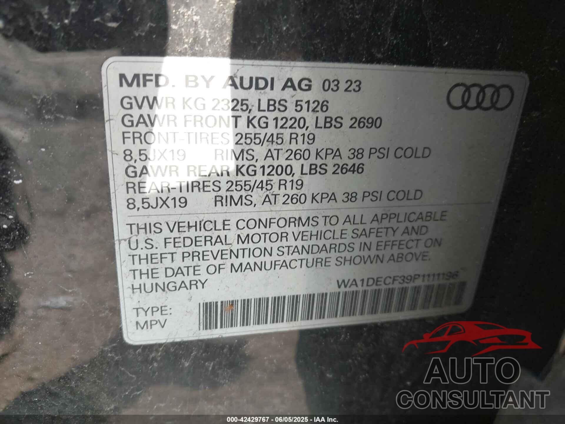 AUDI Q3 2023 - WA1DECF39P1111196