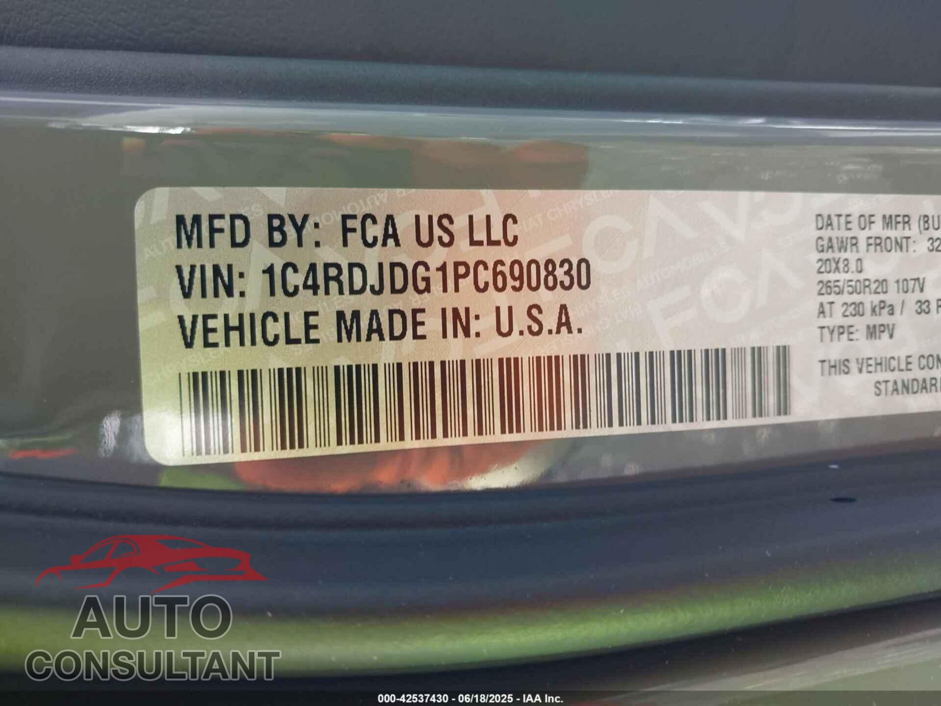 DODGE DURANGO 2023 - 1C4RDJDG1PC690830