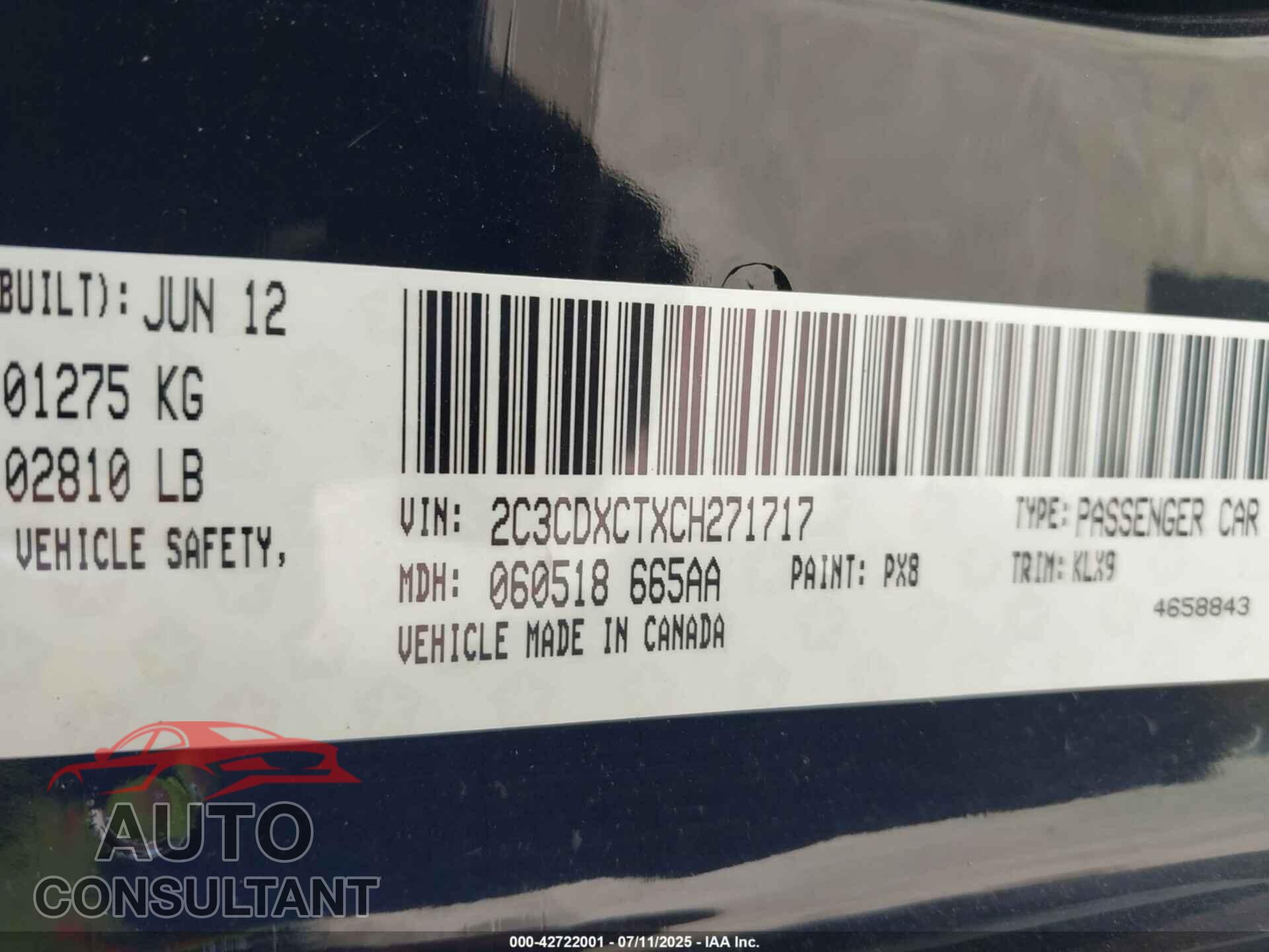 DODGE CHARGER 2012 - 2C3CDXCTXCH271717