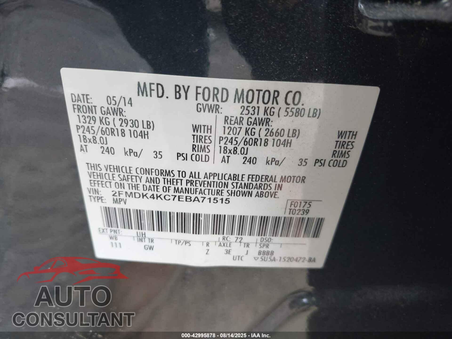 FORD EDGE 2014 - 2FMDK4KC7EBA71515