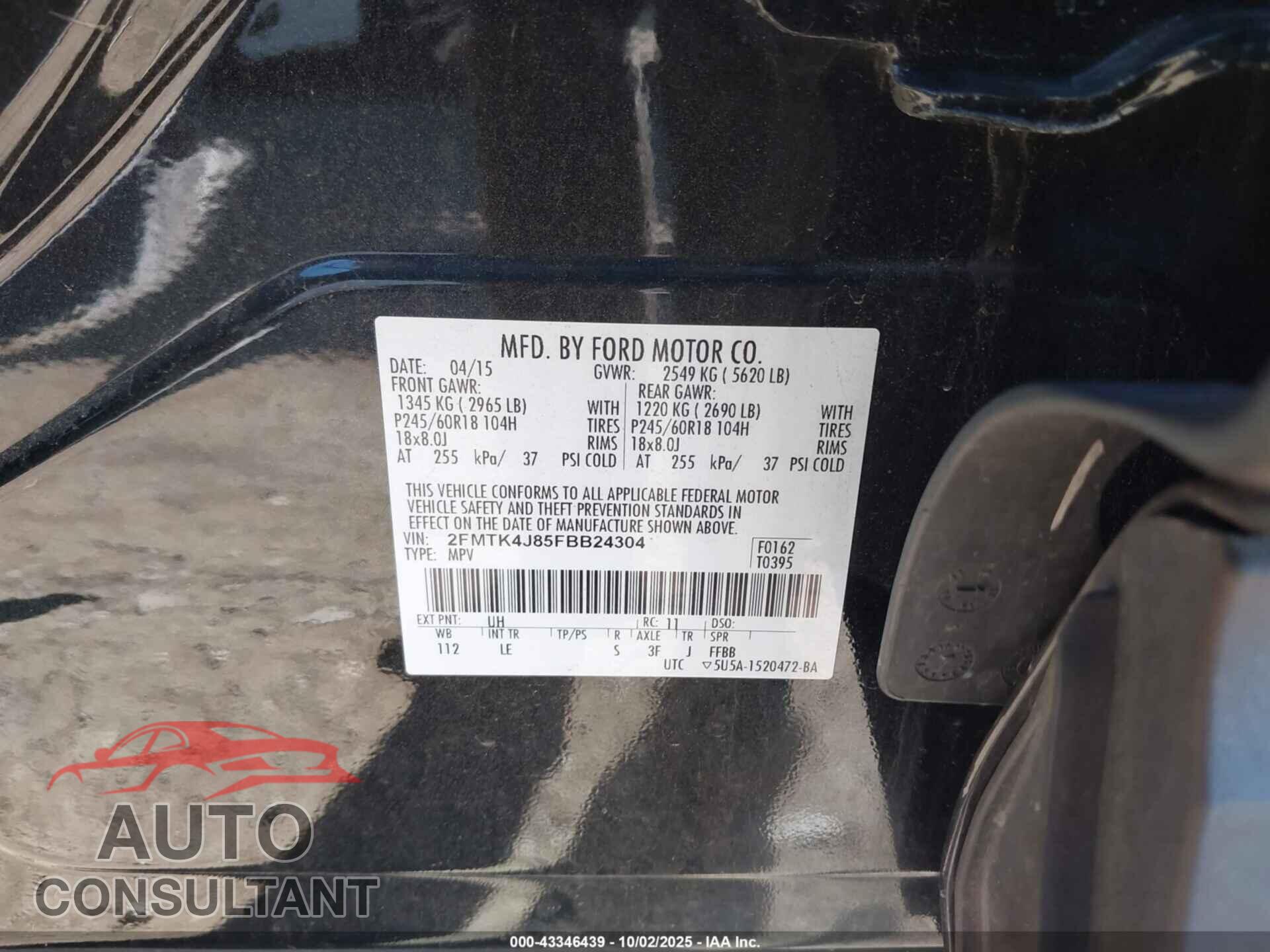 FORD EDGE 2015 - 2FMTK4J85FBB24304