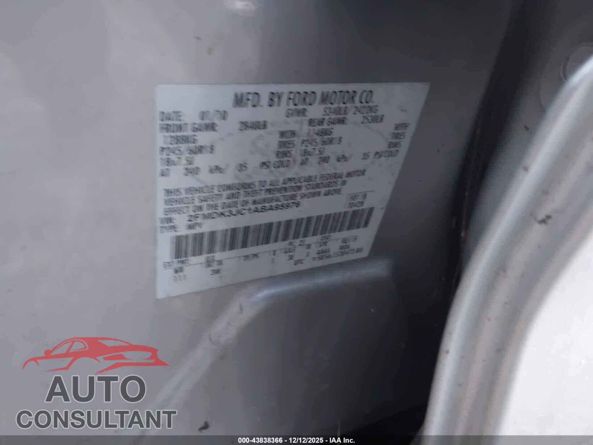 FORD EDGE 2010 - 2FMDK3JC1ABA95976