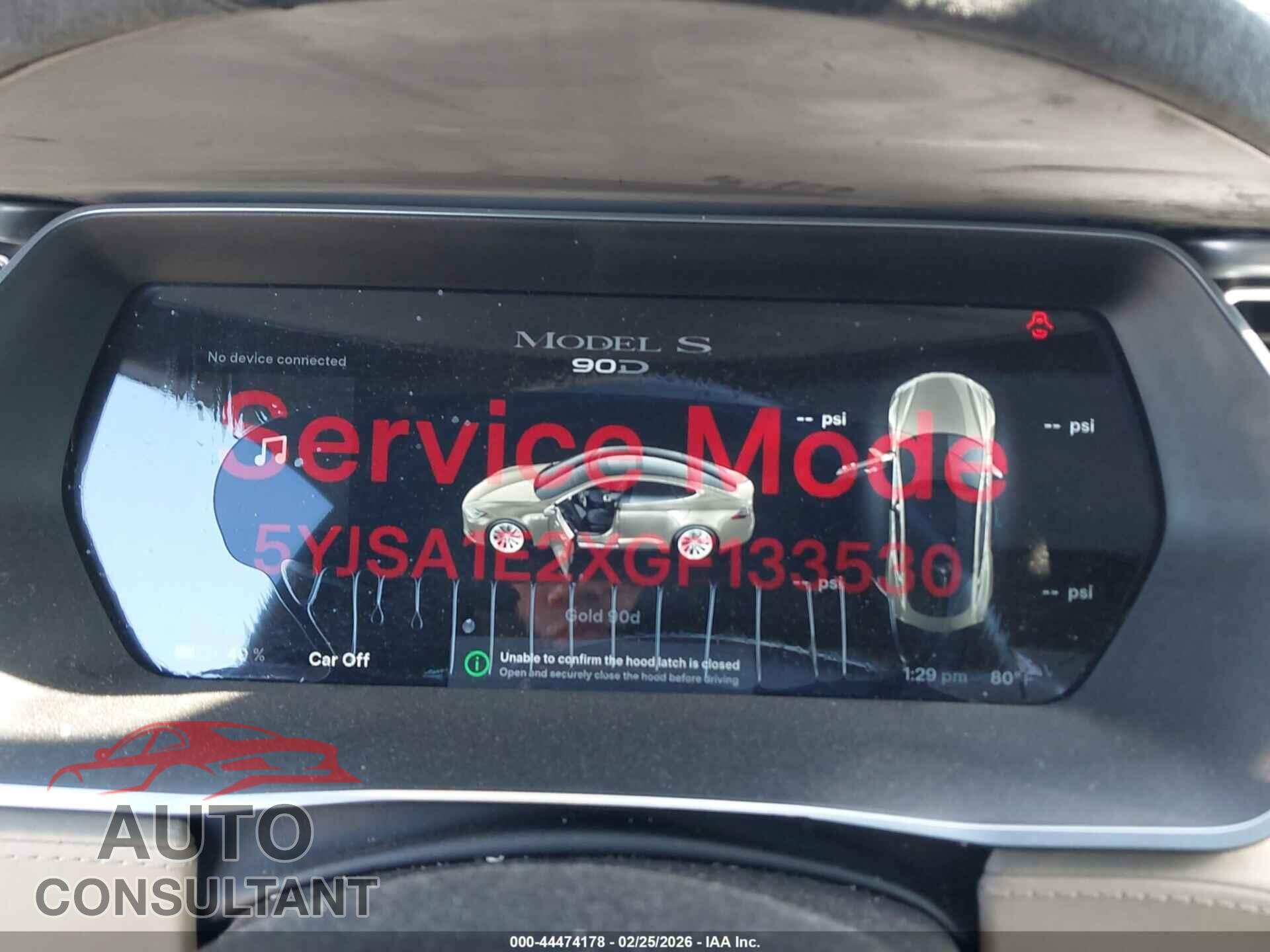 TESLA MODEL S 2016 - 5YJSA1E2XGF133530