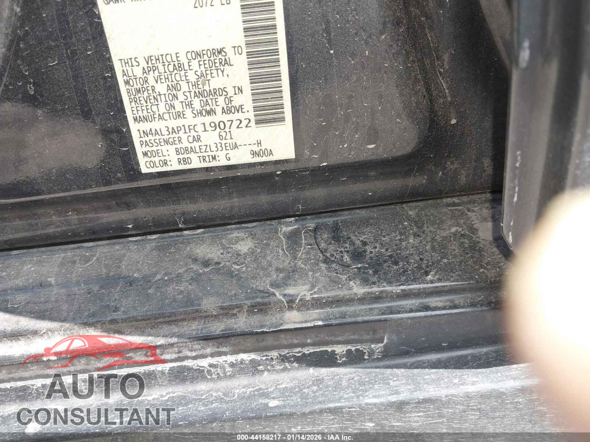 NISSAN ALTIMA 2015 - 1N4AL3AP1FC190722