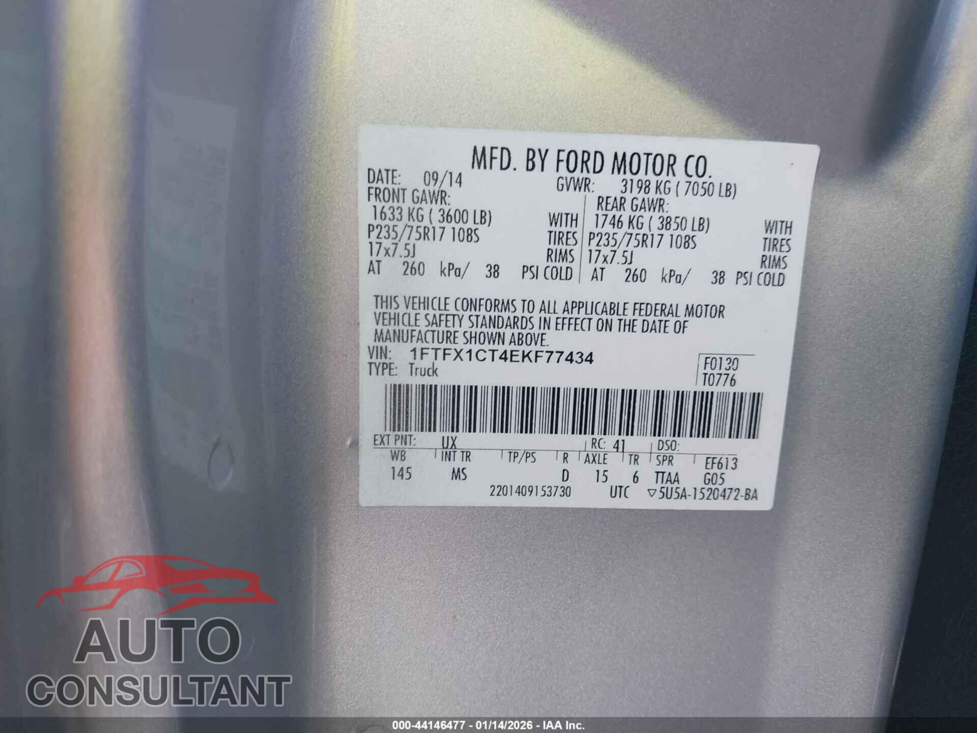 FORD F-150 2014 - 1FTFX1CT4EKF77434