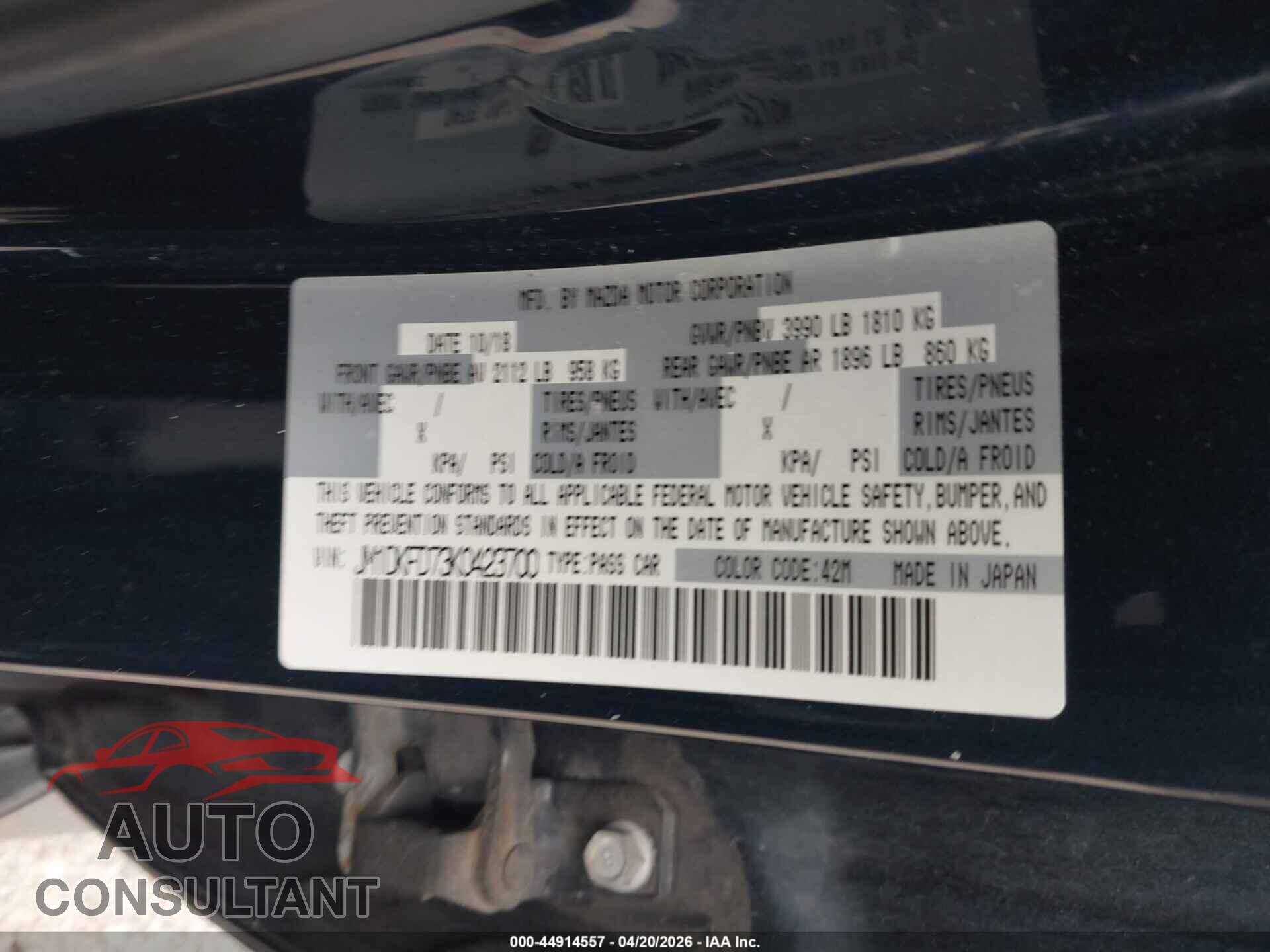 MAZDA CX-3 2019 - JM1DKFD73K0423700