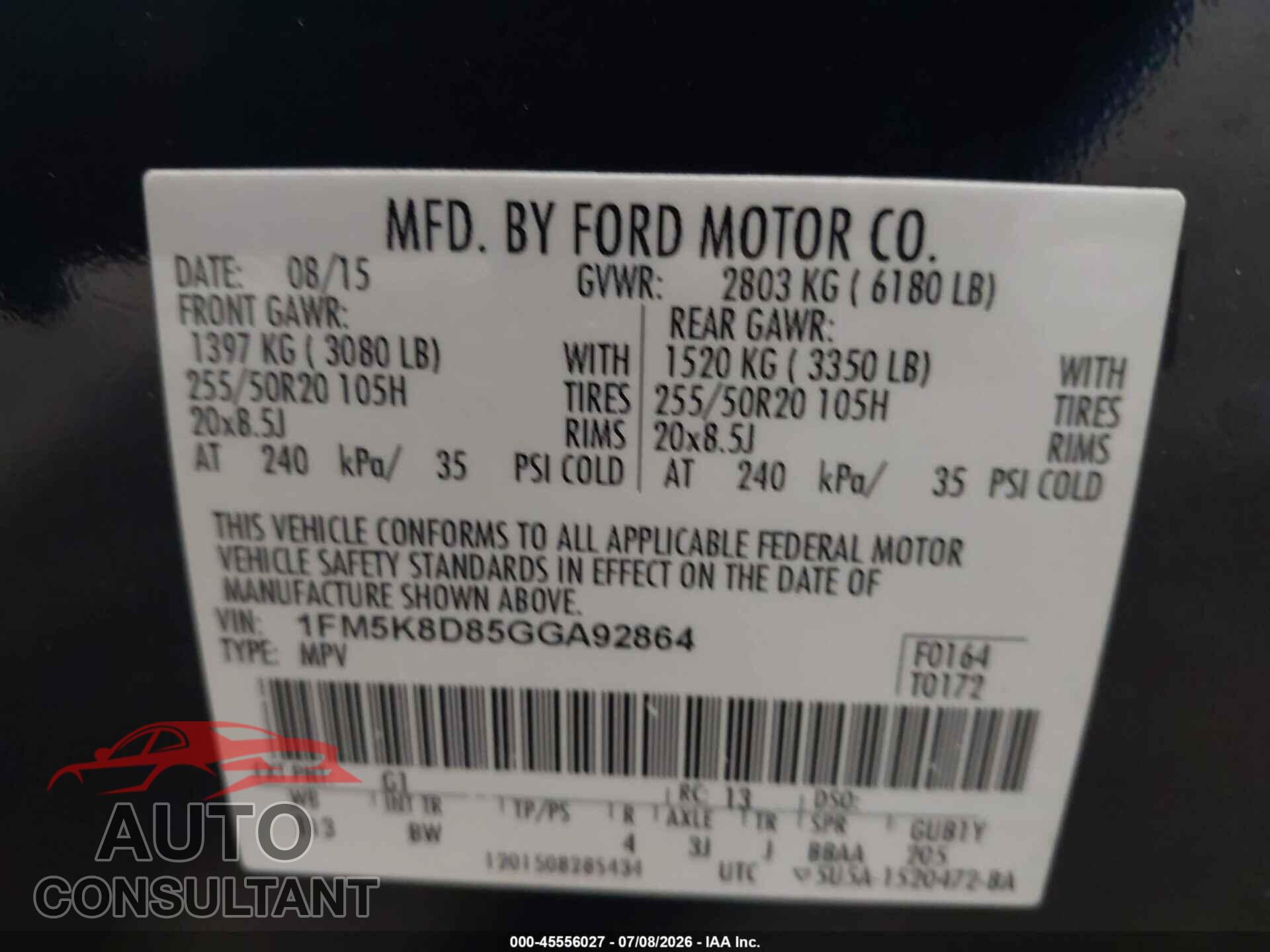 FORD EXPLORER 2016 - 1FM5K8D85GGA92864