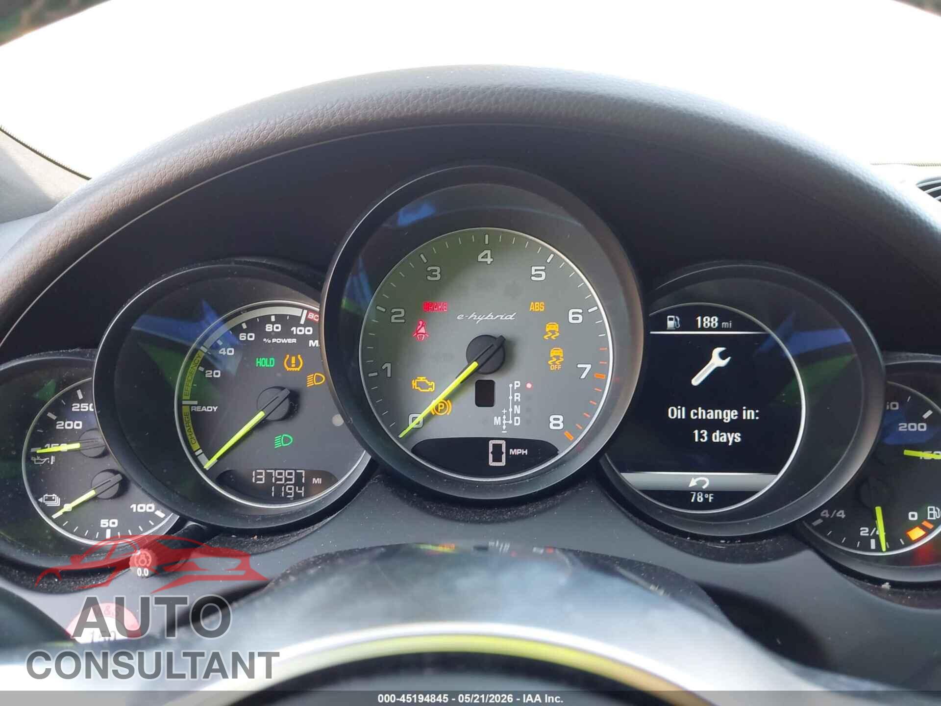 PORSCHE CAYENNE E-HYBRID 2017 - WP1AE2A29HLA74575