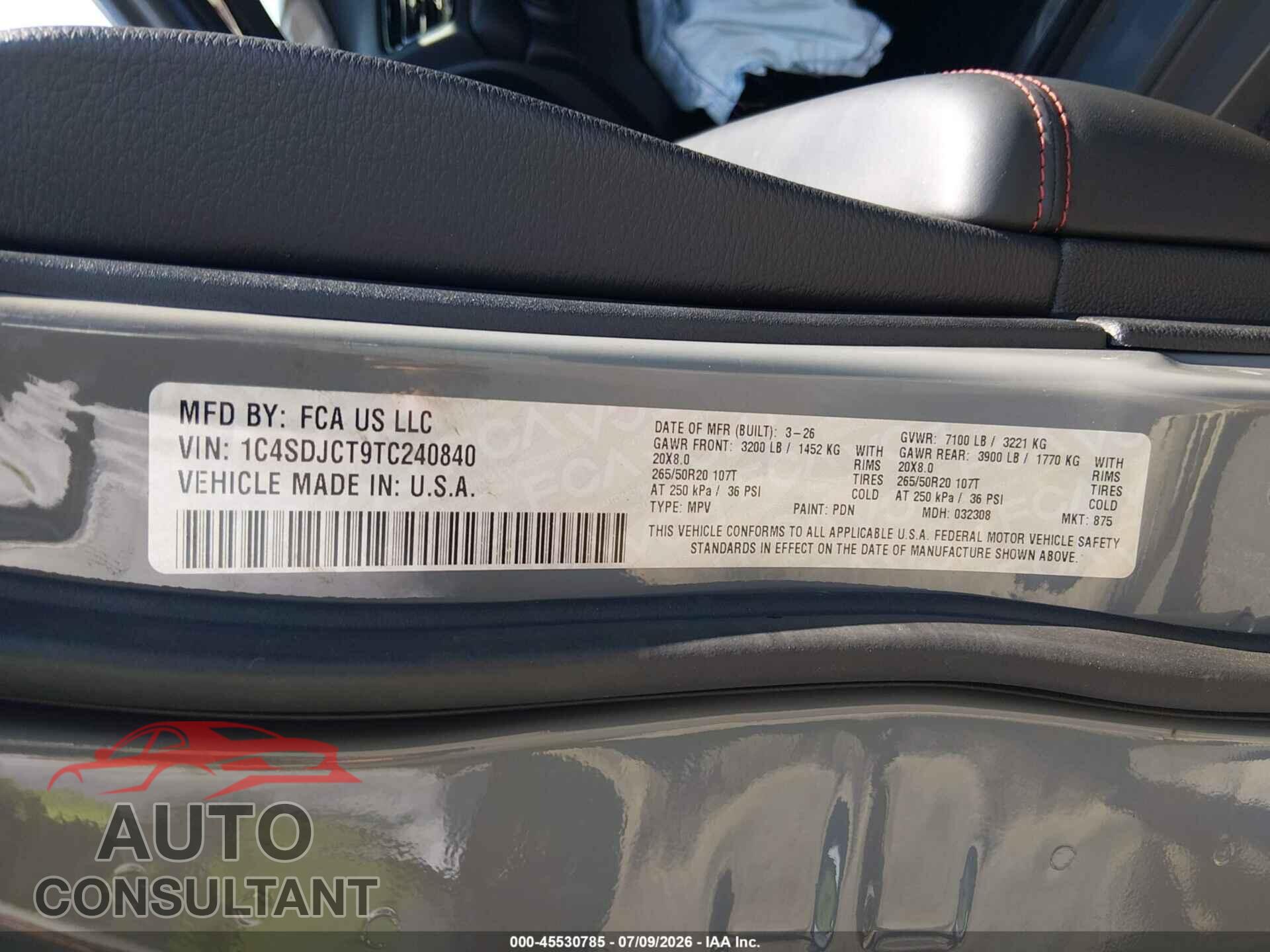 DODGE DURANGO 2026 - 1C4SDJCT9TC240840