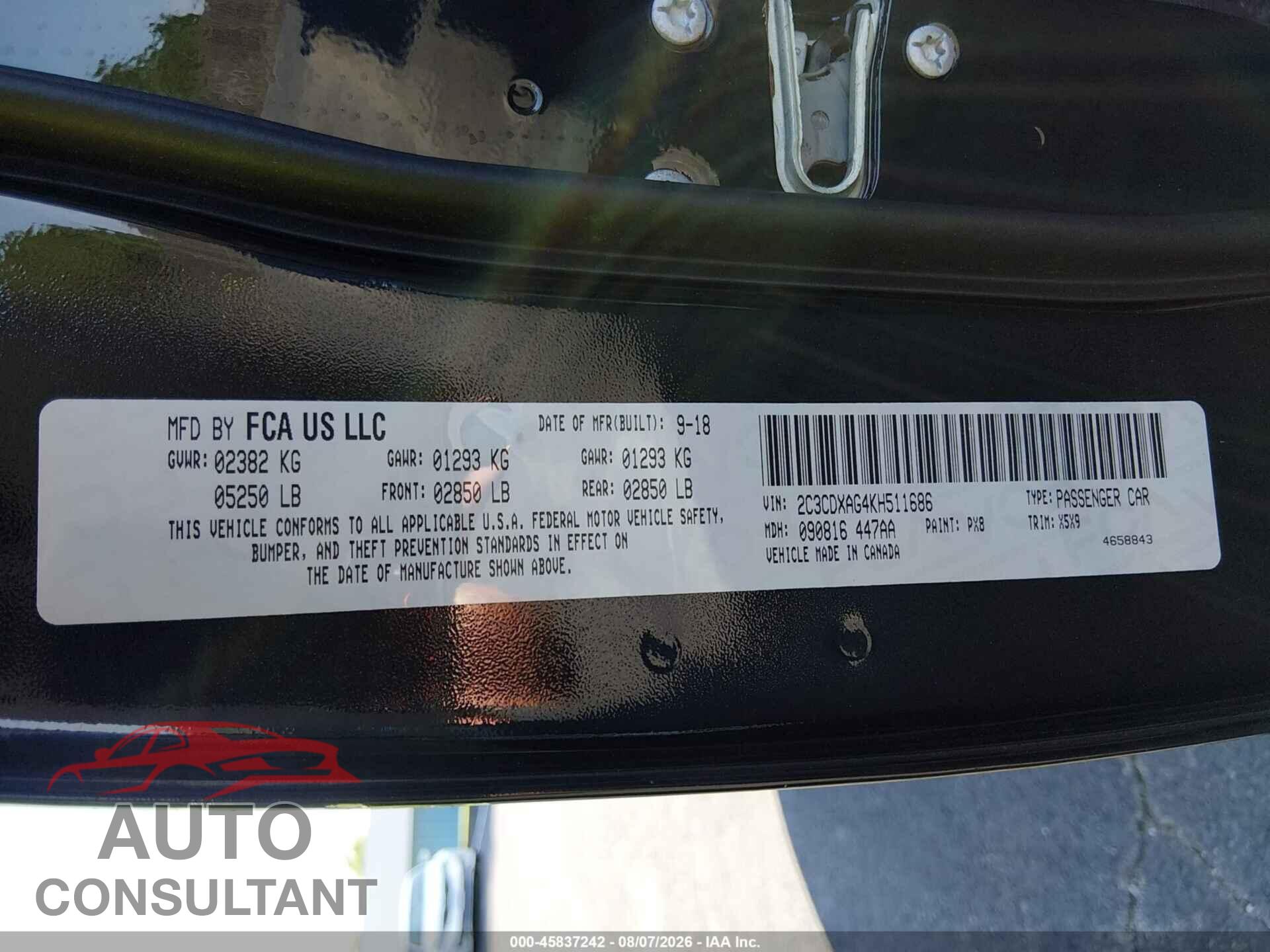 DODGE CHARGER 2019 - 2C3CDXAG4KH511686