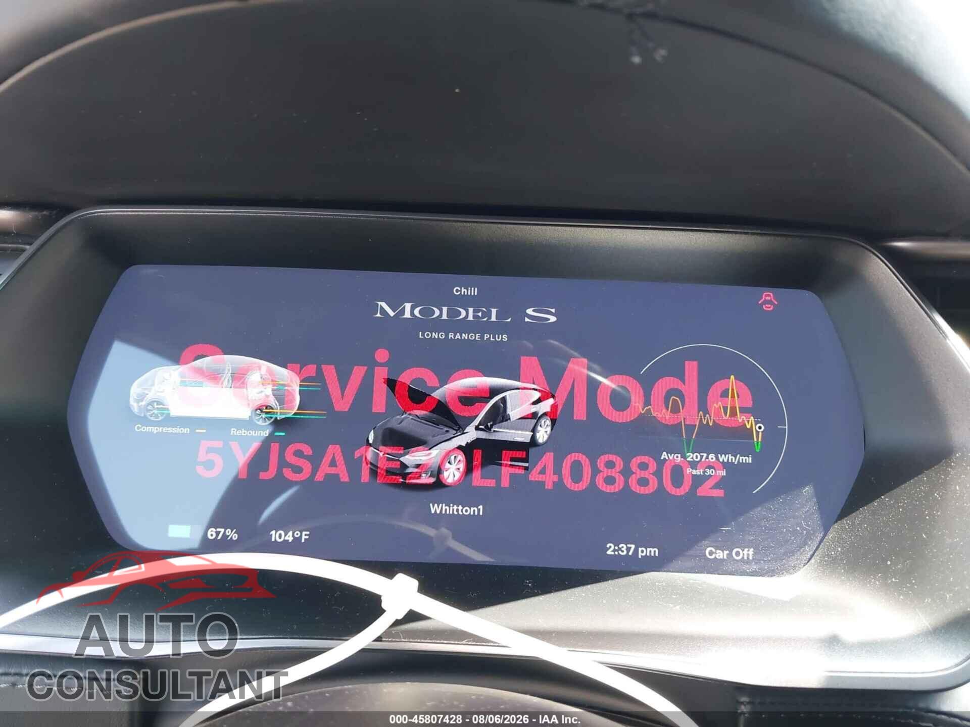 TESLA MODEL S 2020 - 5YJSA1E29LF408802