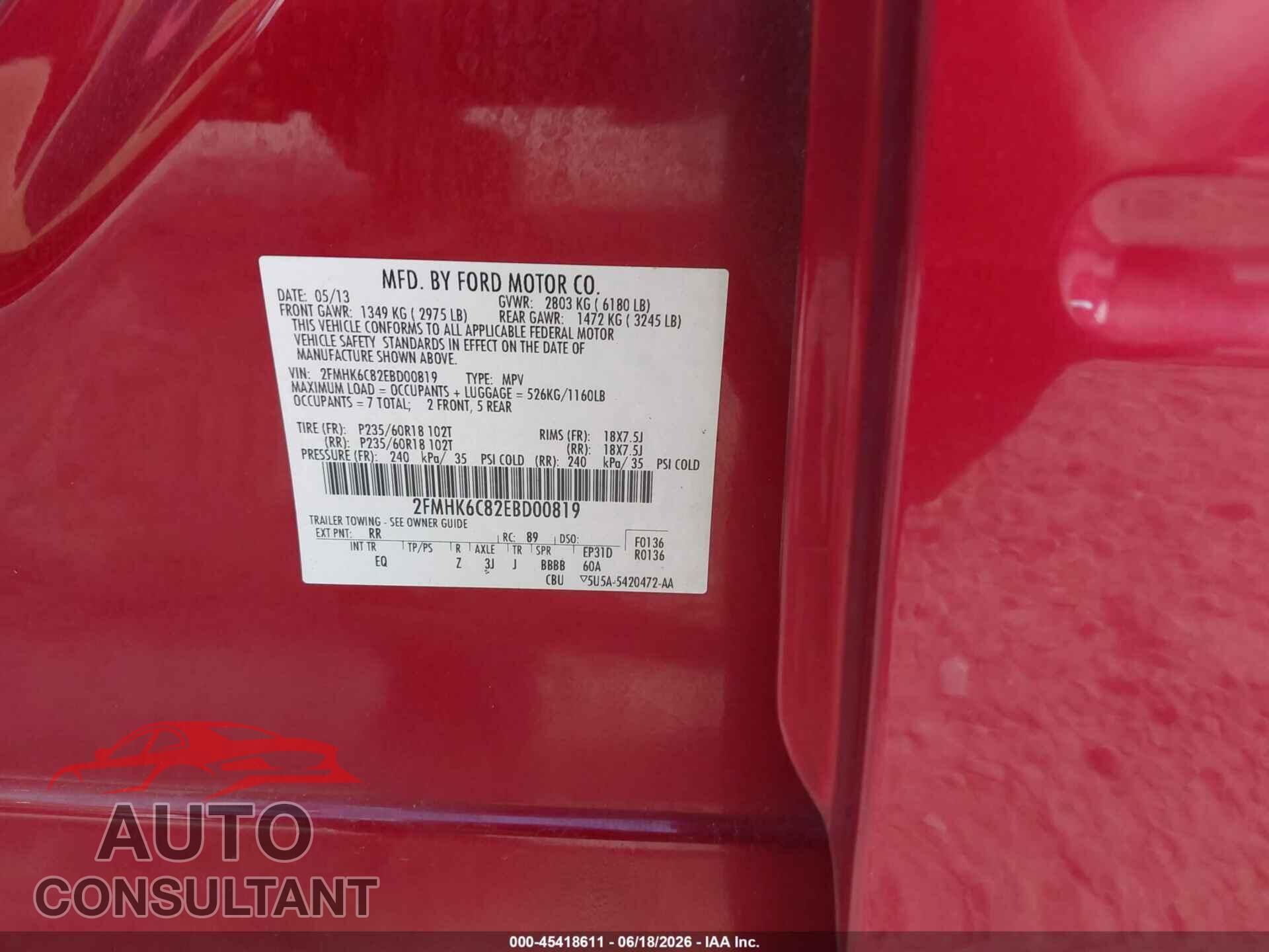 FORD FLEX 2014 - 2FMHK6C82EBD00819
